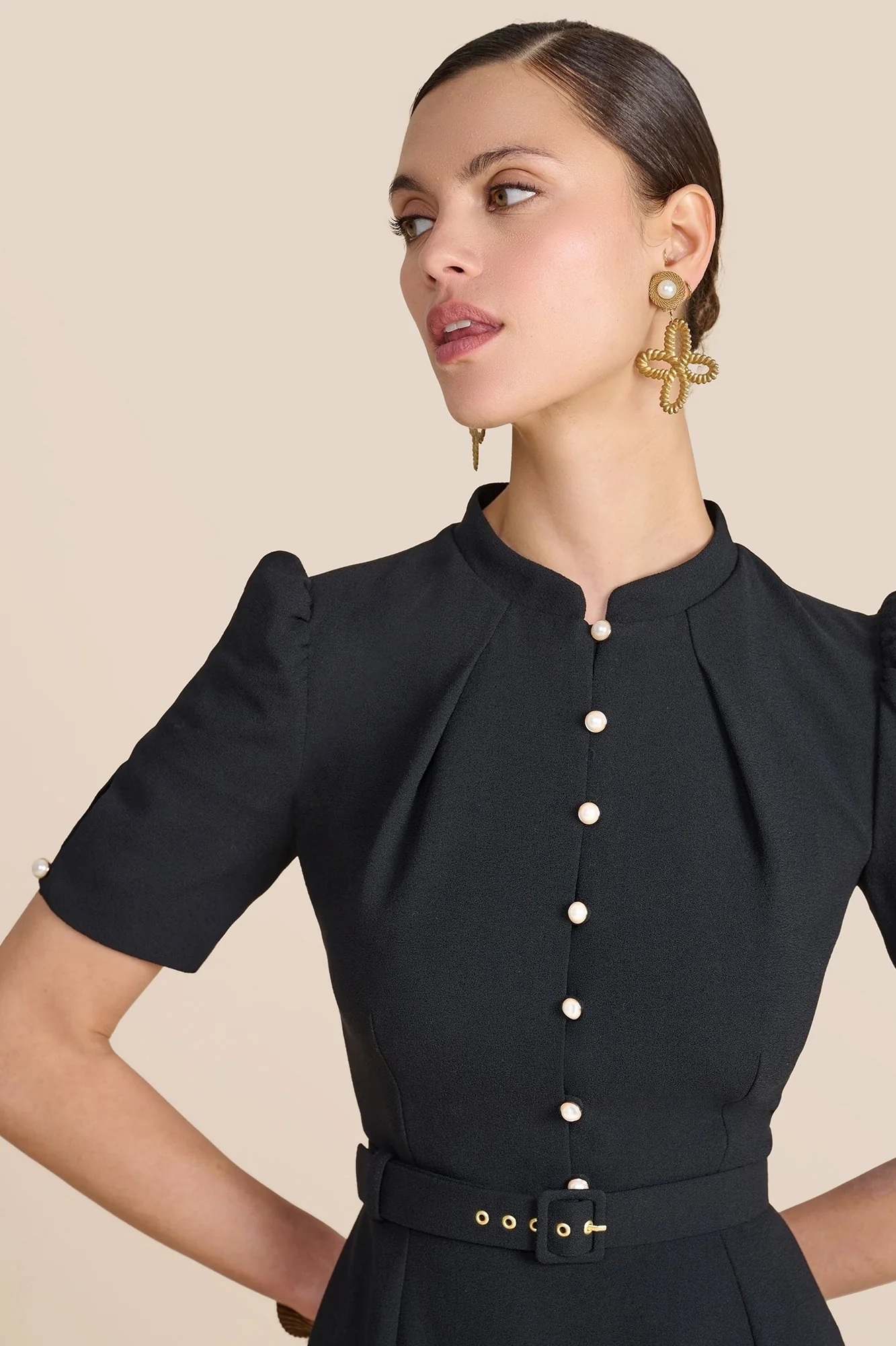 Ahana Black Short Sleeve Dress - Image 3