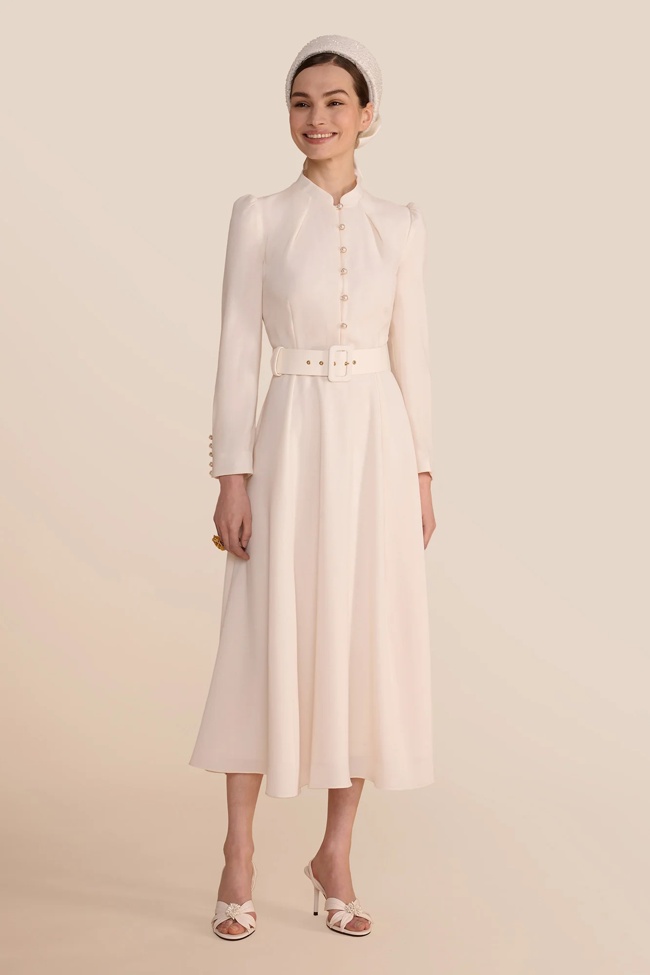 Ahana Cream Long Sleeve Dress - Image 3