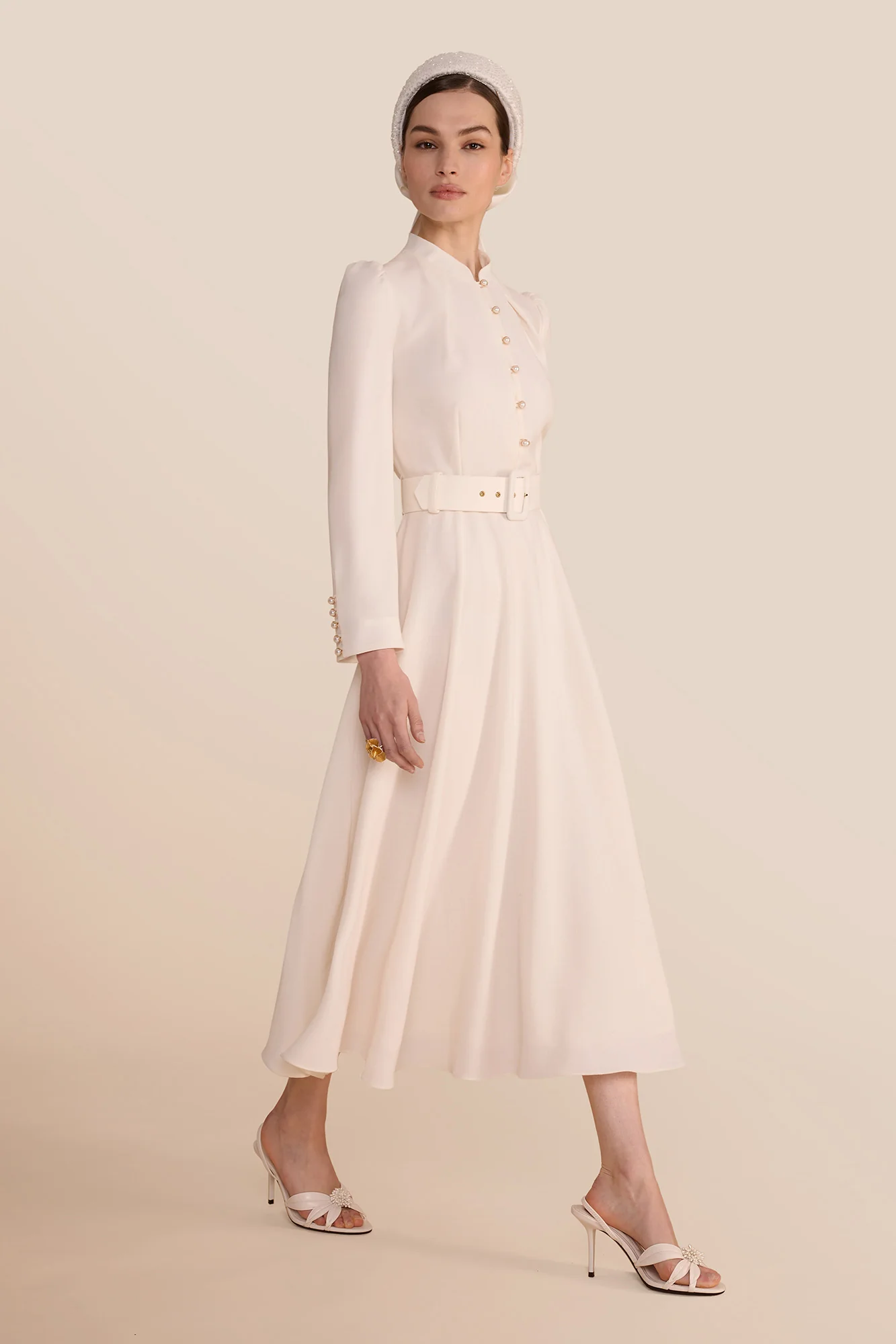 Ahana Cream Long Sleeve Dress - Image 4