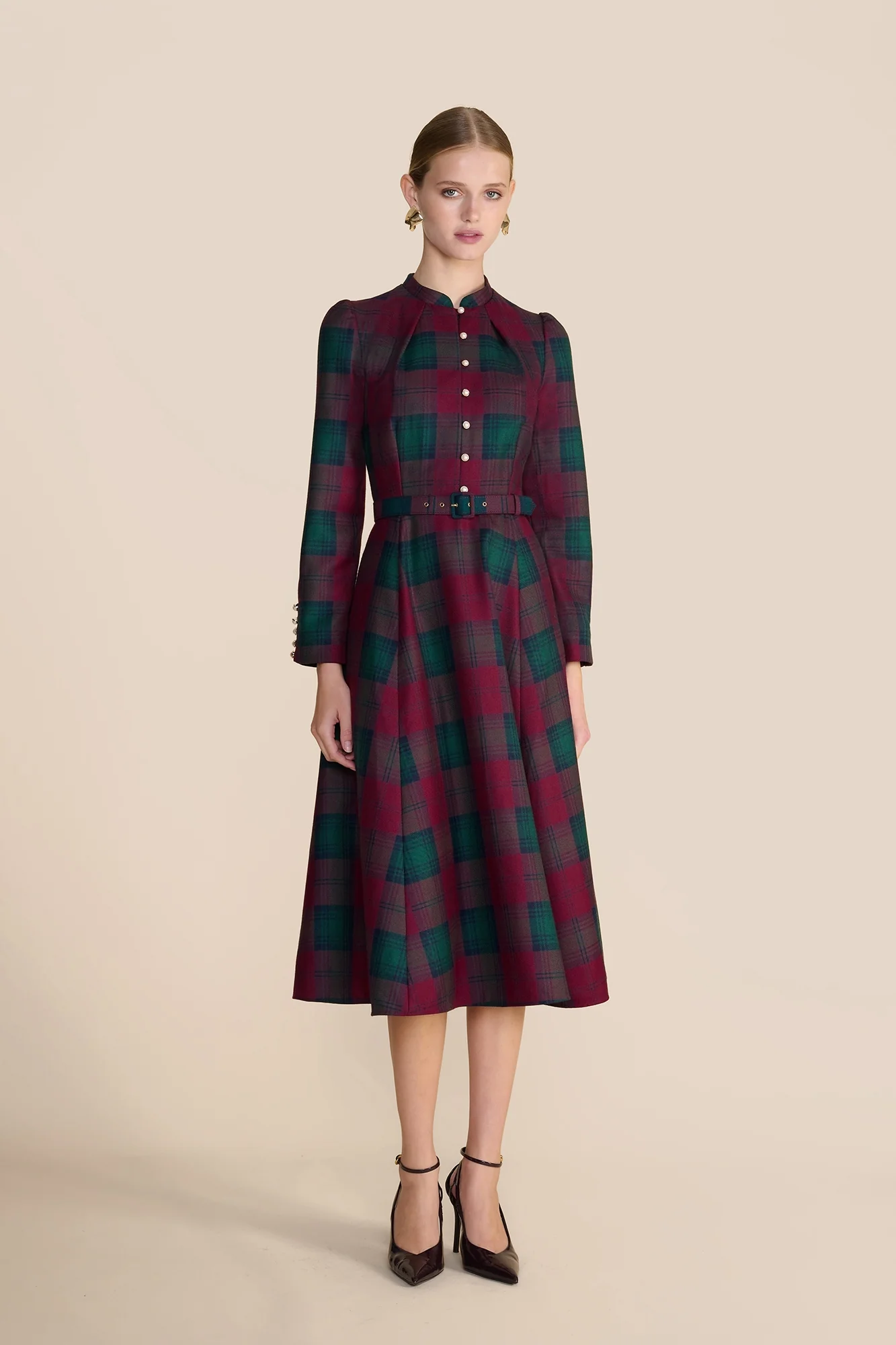 Ahana Crimson Tartan Dress - Image 3