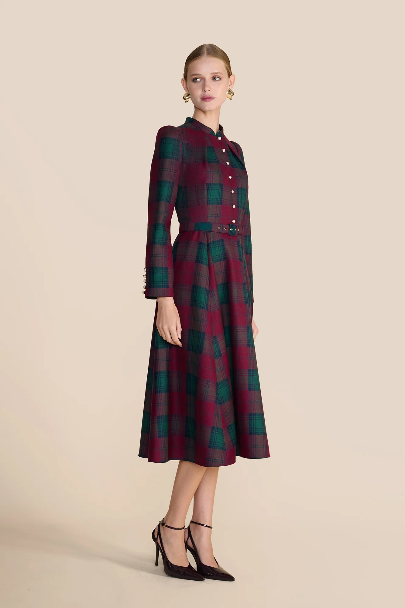 Ahana Crimson Tartan Dress - Image 4