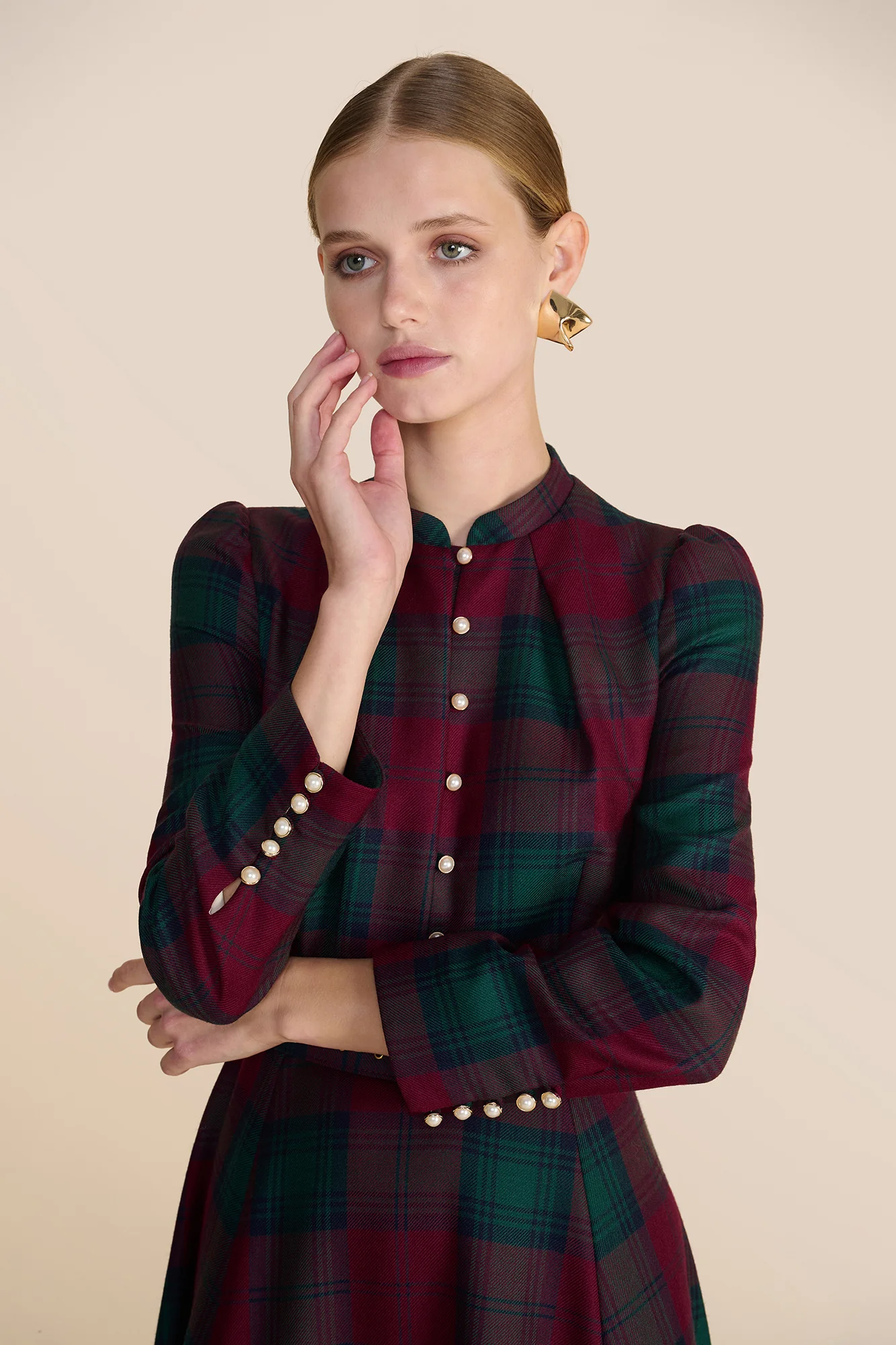 Ahana Crimson Tartan Dress - Image 5