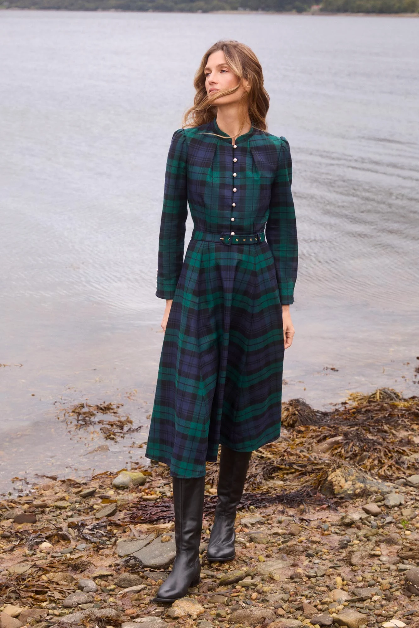 Ahana Evergreen Tartan Dress - Image 3
