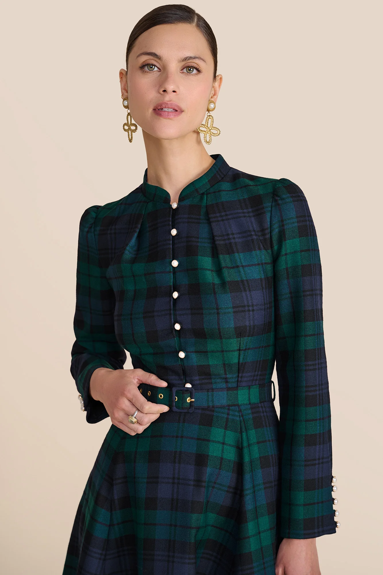 Ahana Evergreen Tartan Dress - Image 4