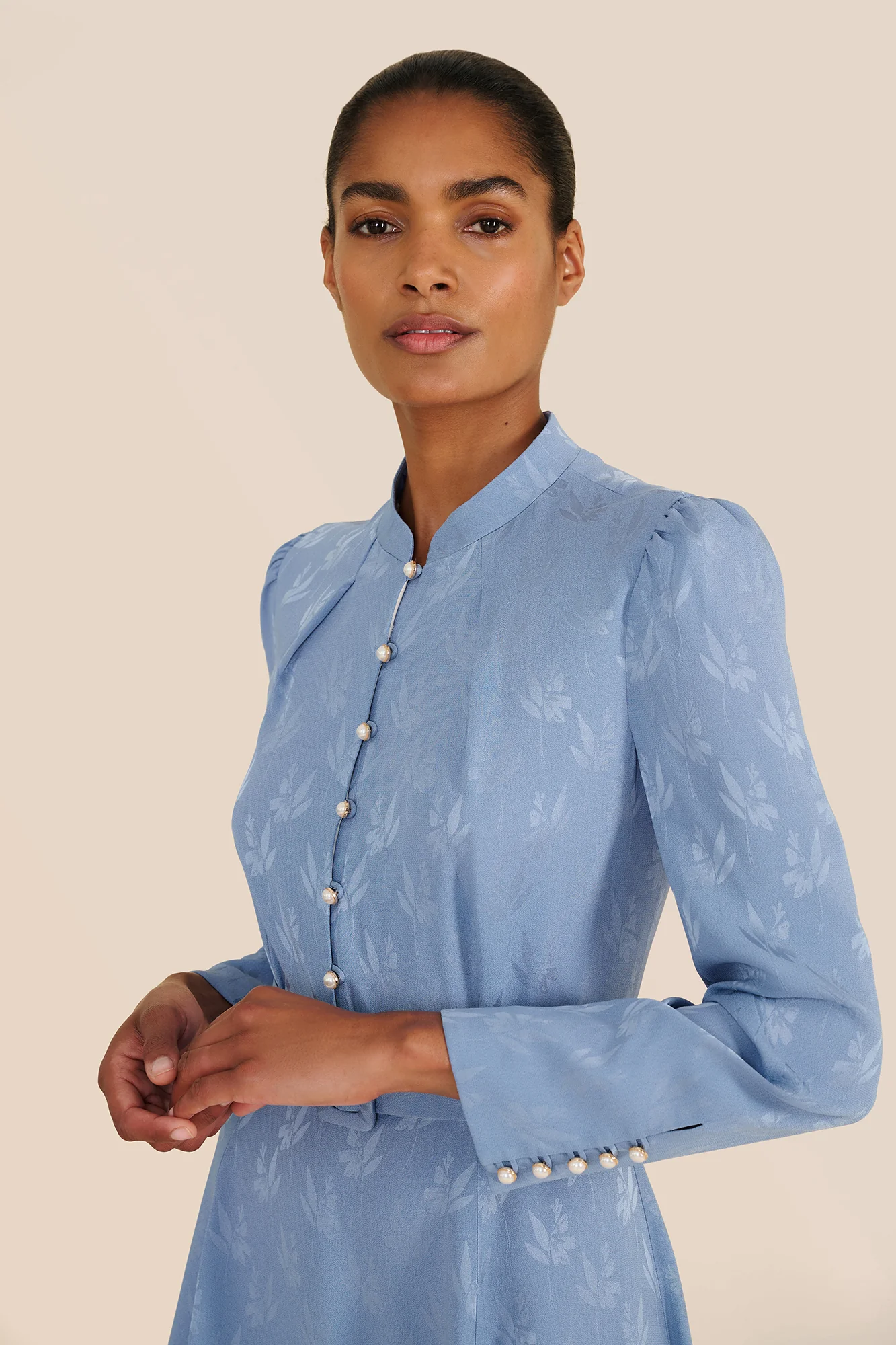 Ahana Floral Jacquard Long Sleeve Dress - Image 3