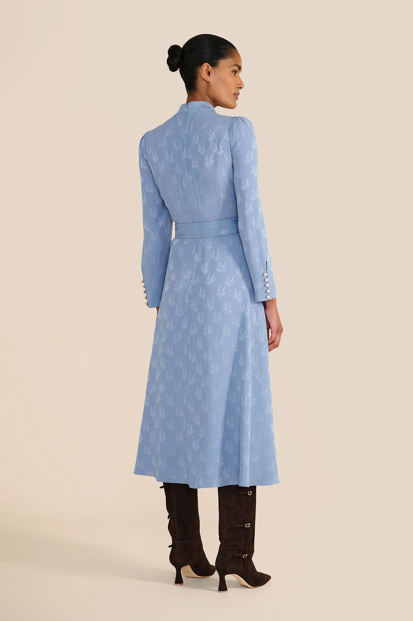 Ahana Floral Jacquard Long Sleeve Dress - Image 5