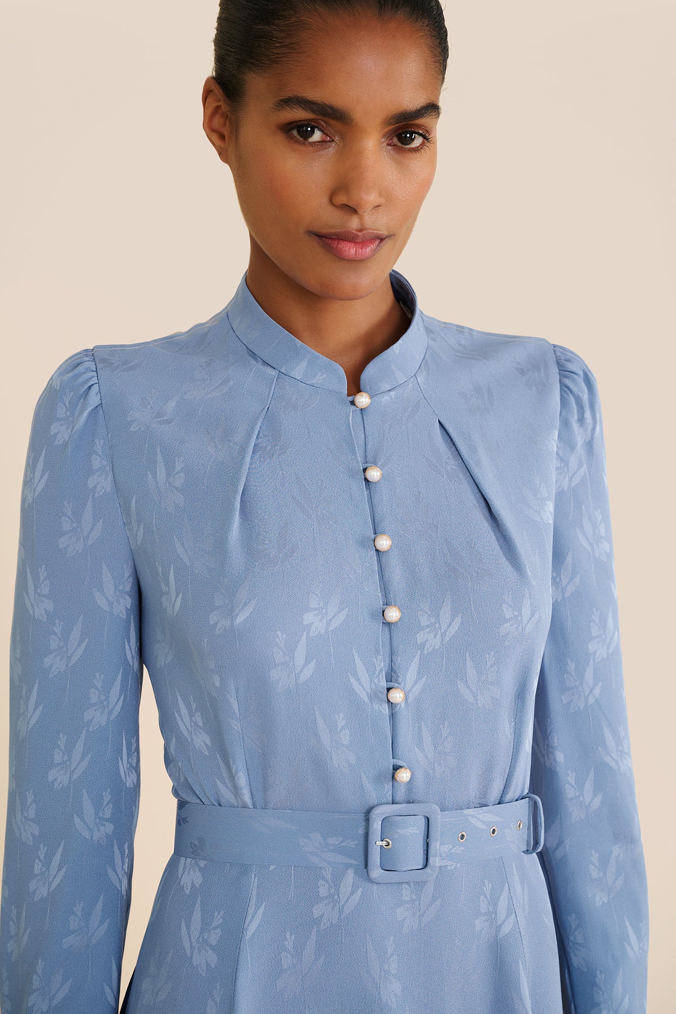 Ahana Floral Jacquard Long Sleeve Dress - Image 6