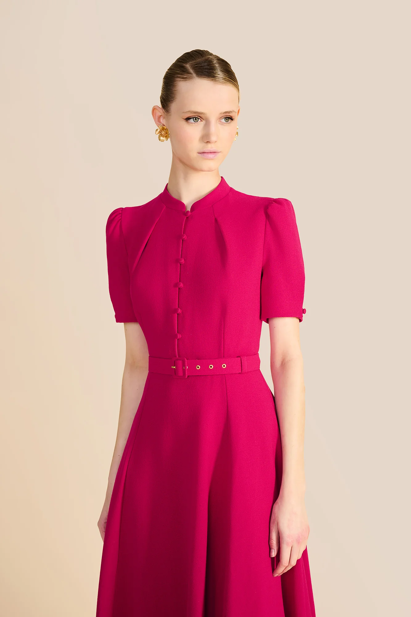 Ahana Fuchsia Short Sleeve Dress - Image 10