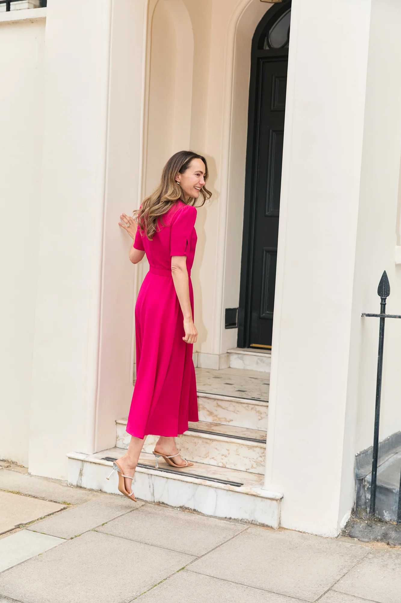 Ahana Fuchsia Short Sleeve Dress - Image 3