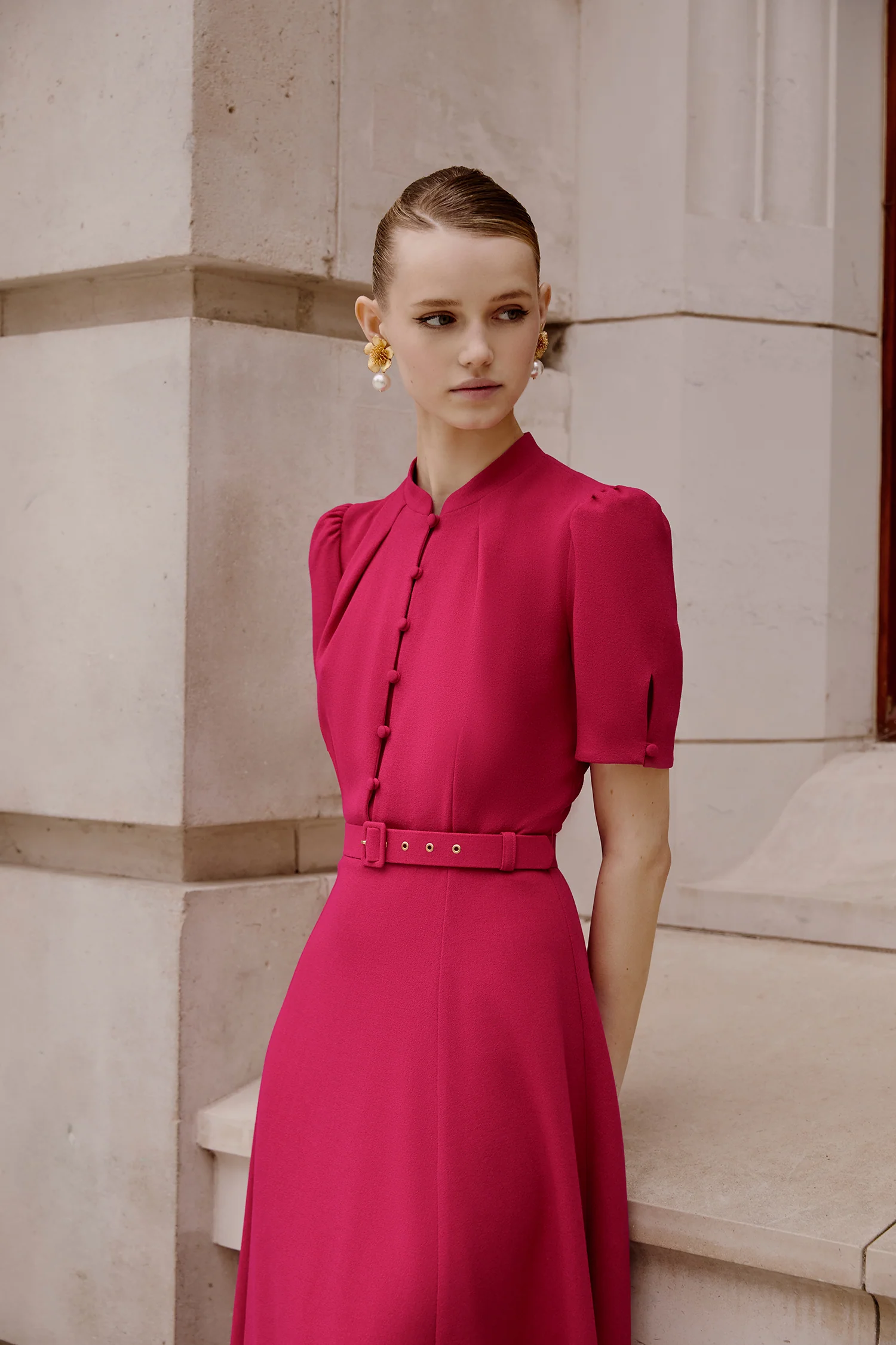 Ahana Fuchsia Short Sleeve Dress - Image 7