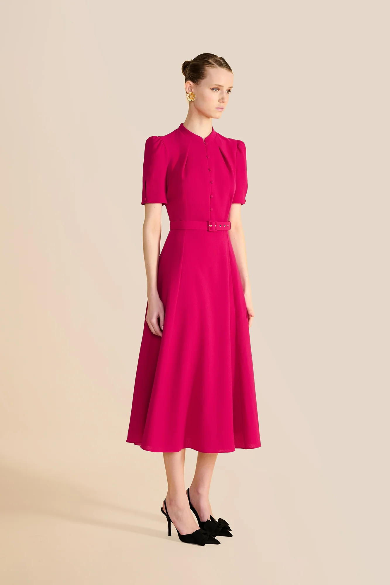 Ahana Fuchsia Short Sleeve Dress - Image 9