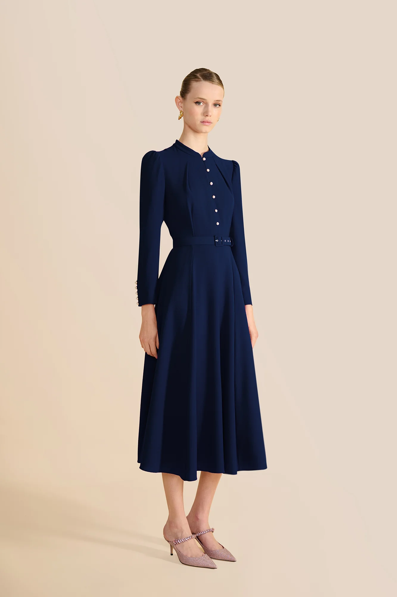 Ahana Navy Long Sleeve Dress - Image 3
