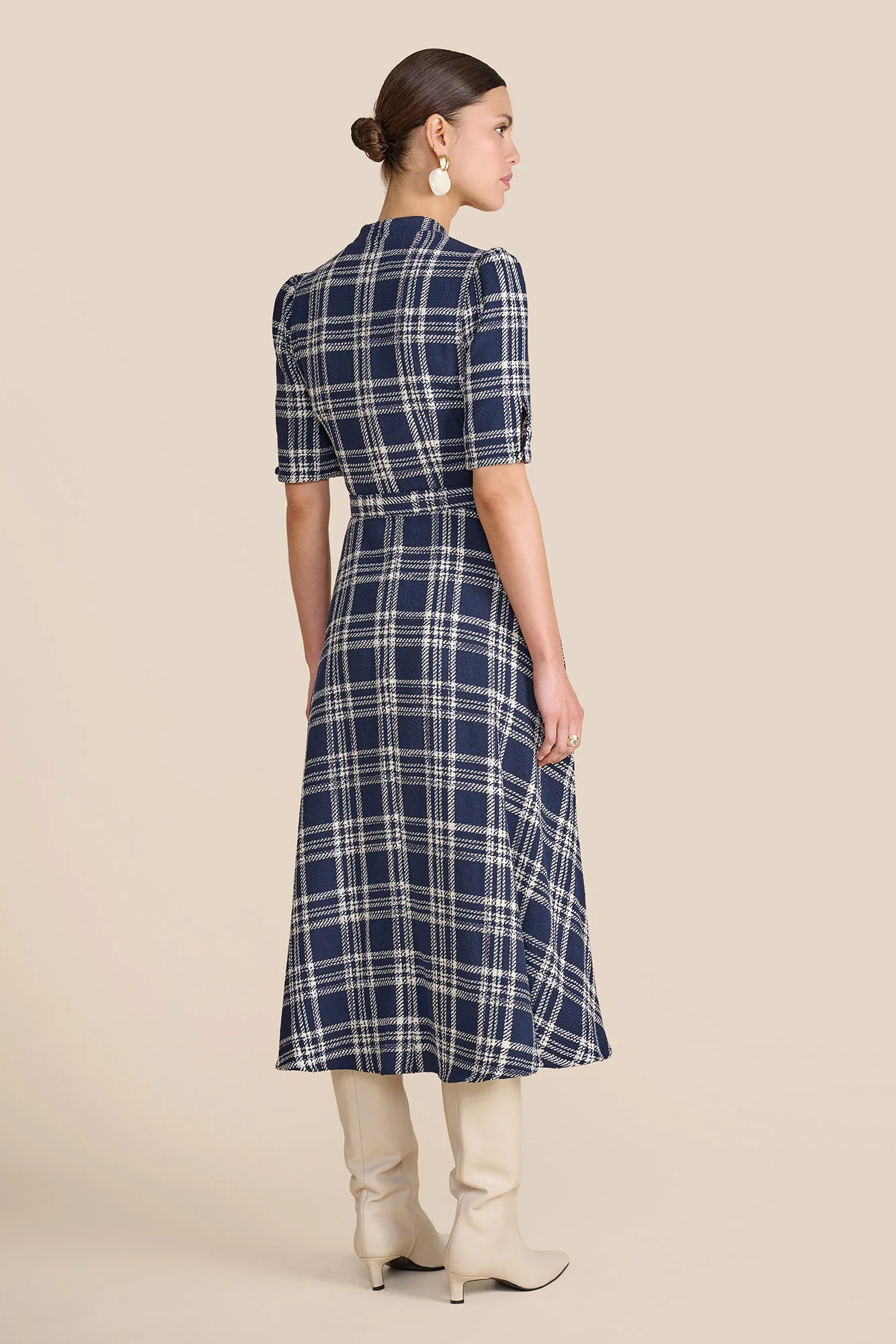 Ahana Navy & White Check Dress - Image 7