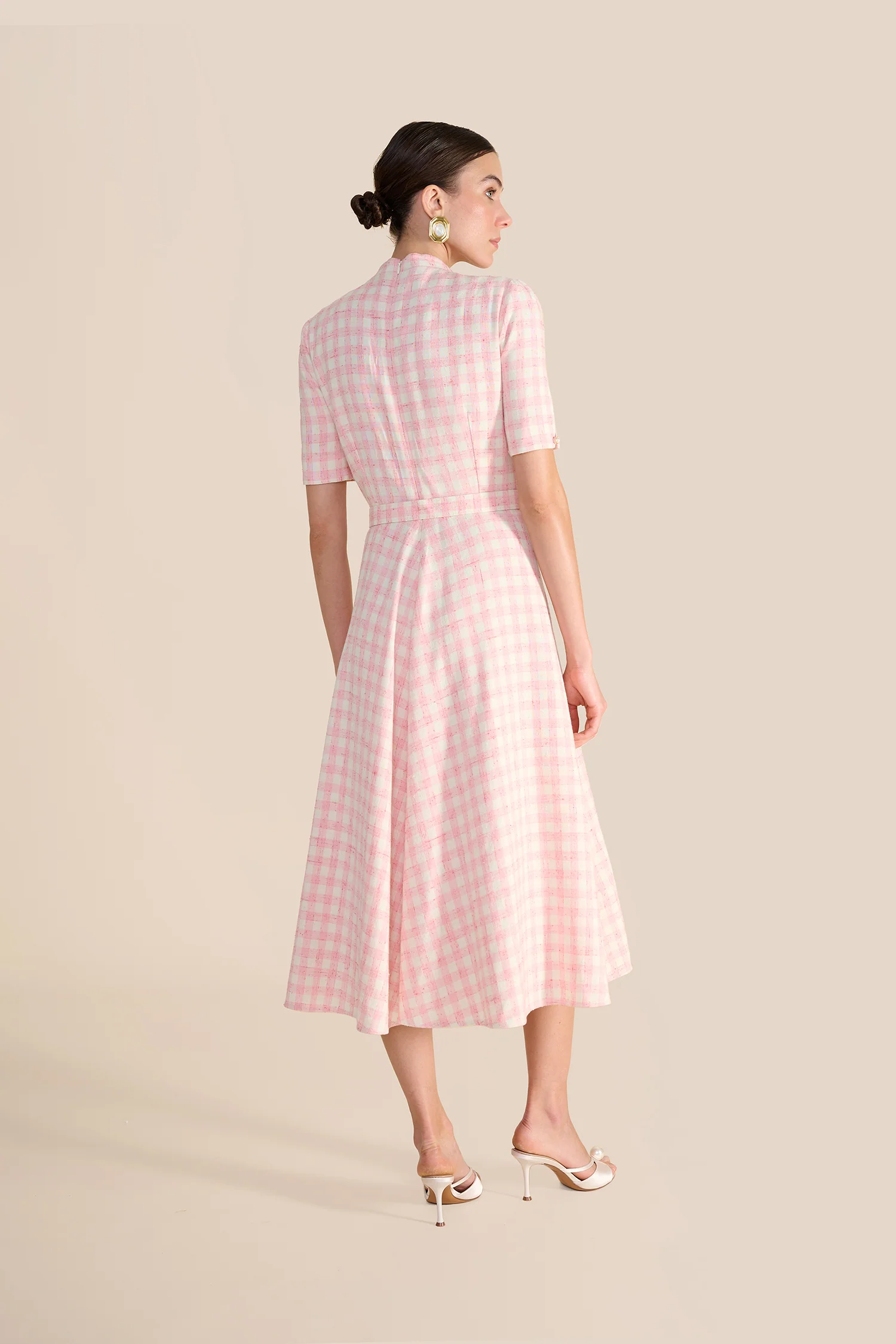 Ahana Pink & White Tweed Dress - Image 4