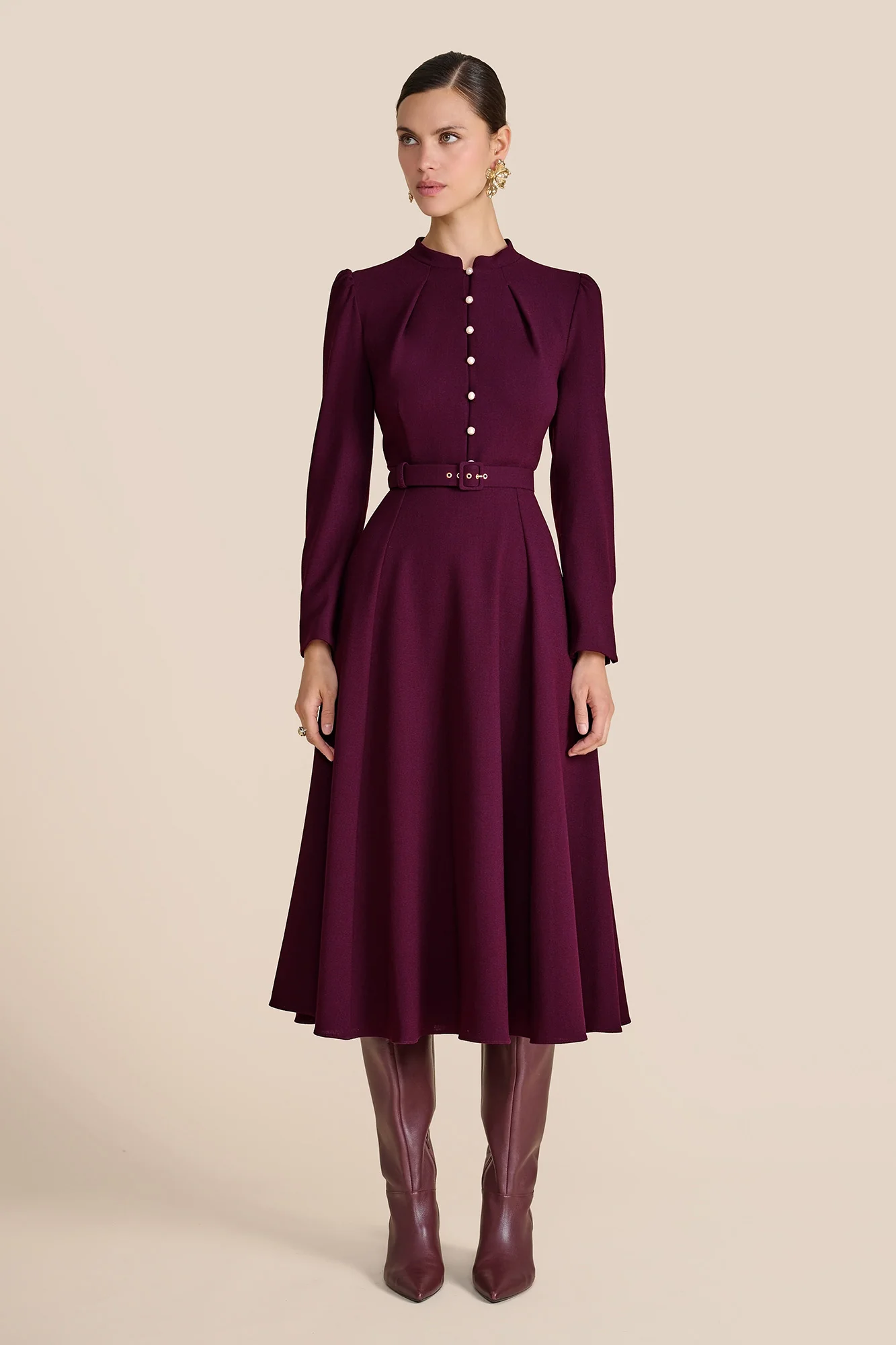 Ahana Plum Long Sleeve Dress - Image 3