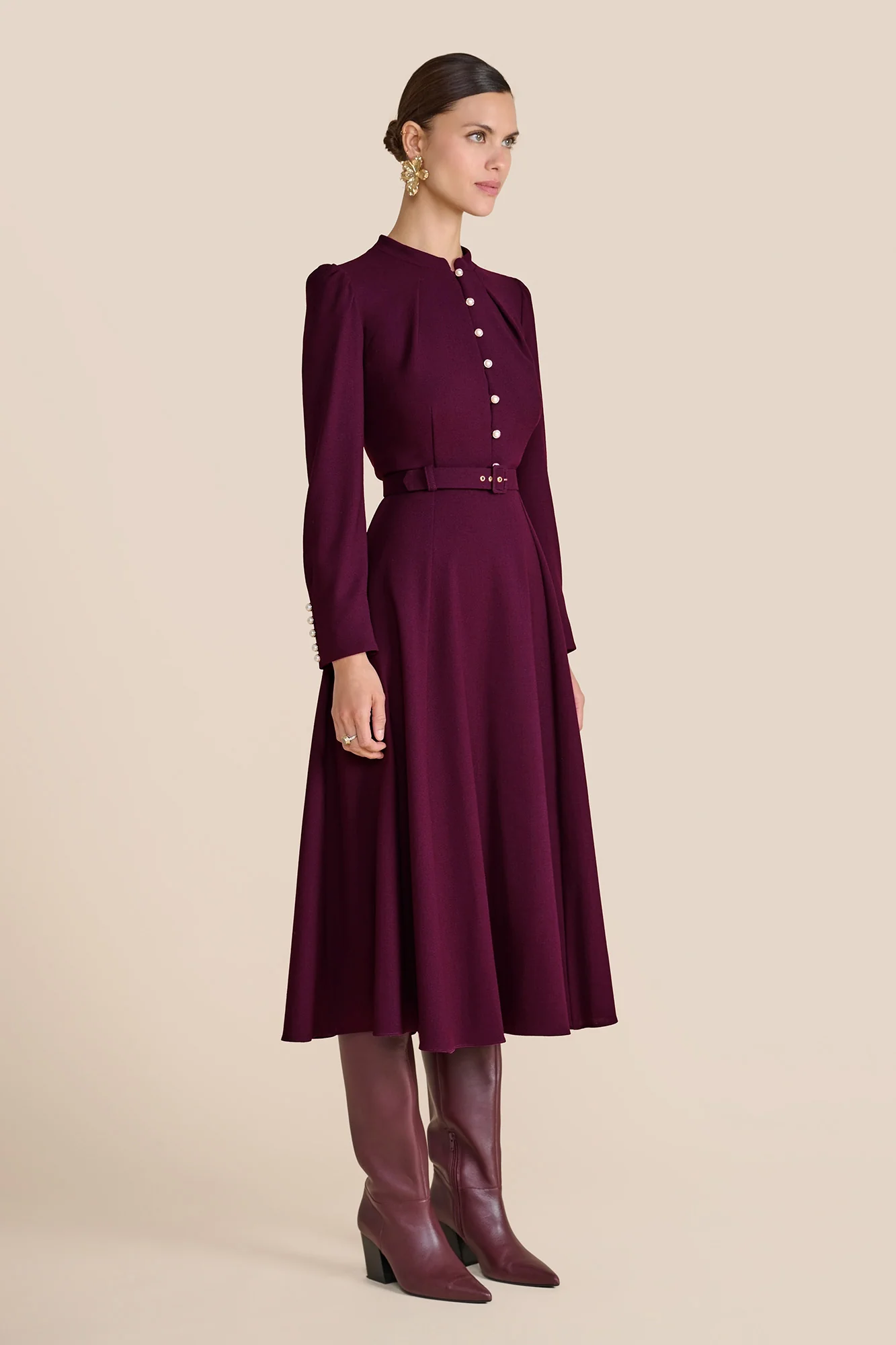 Ahana Plum Long Sleeve Dress - Image 4