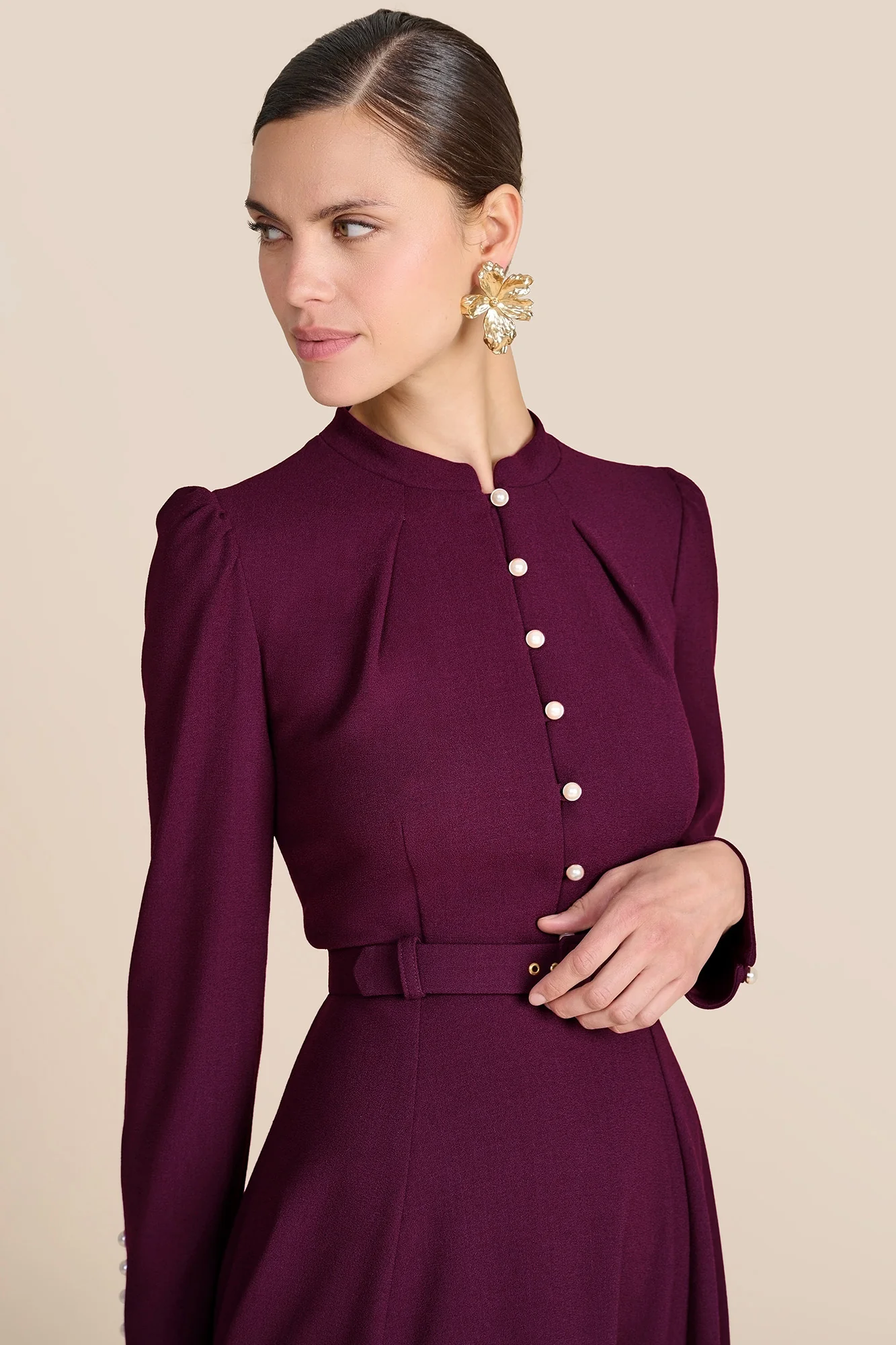 Ahana Plum Long Sleeve Dress - Image 6