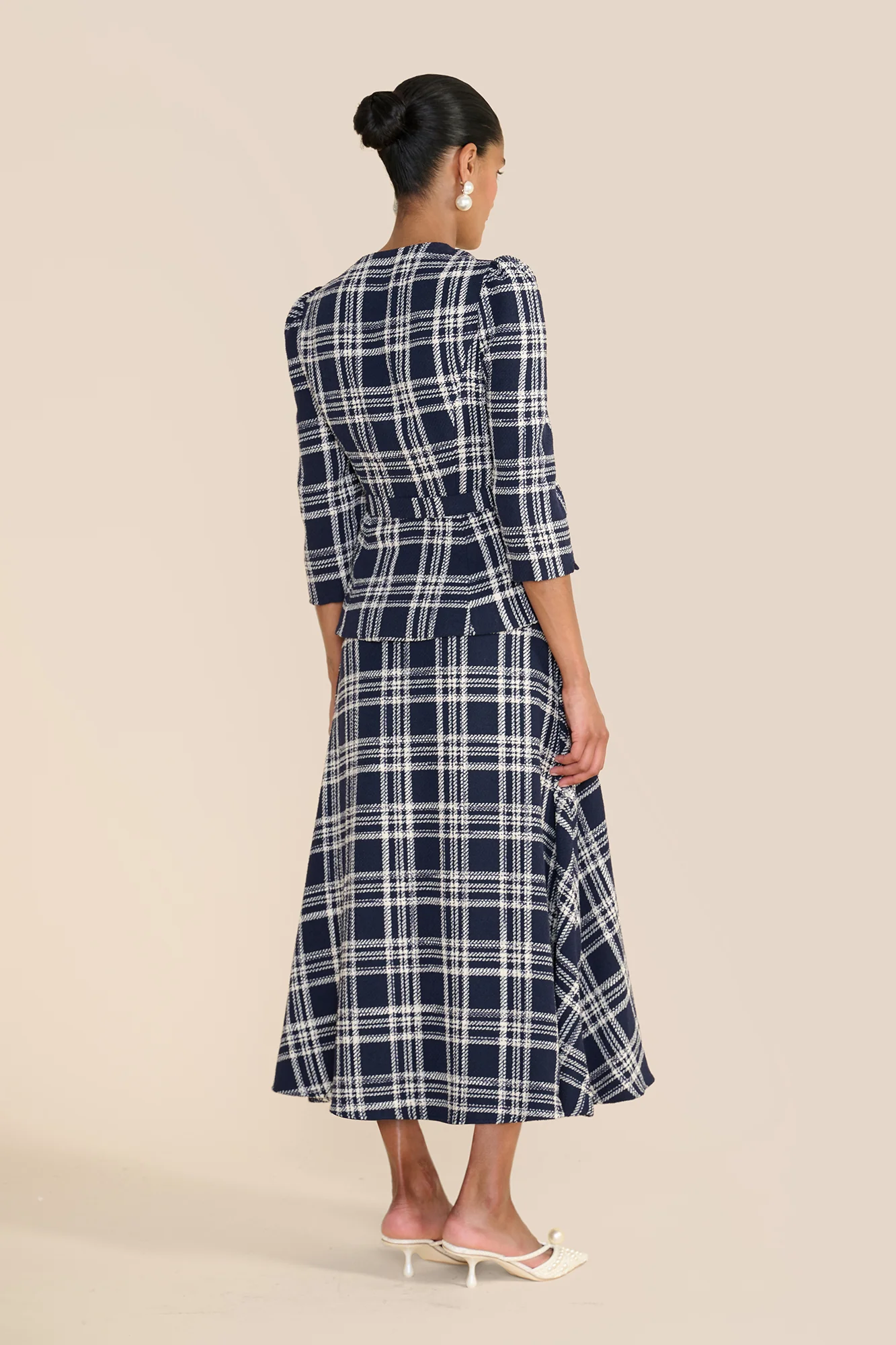 Arabella Navy & White Check Skirt - Image 4