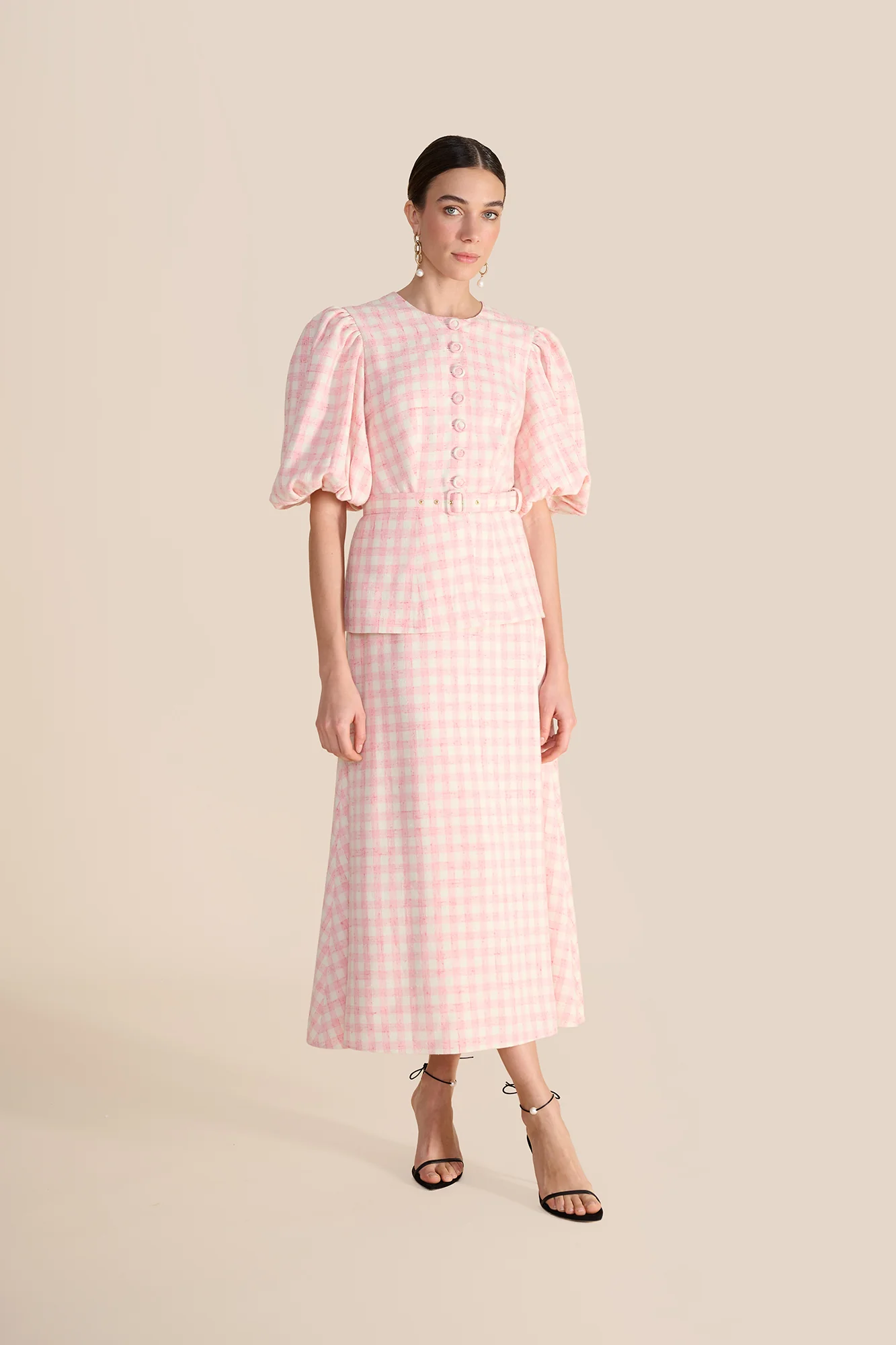 Arabella Pink & White Tweed Skirt - Image 5