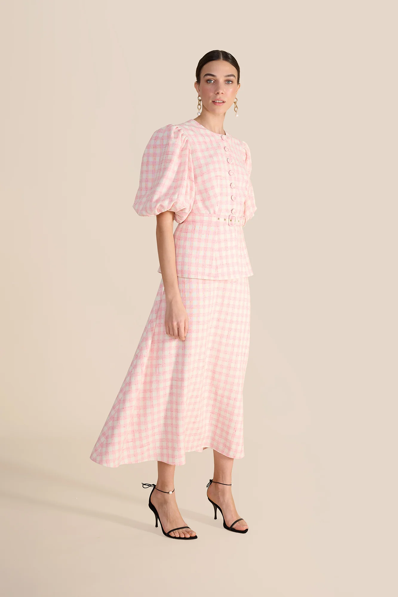 Arabella Pink & White Tweed Skirt - Image 6