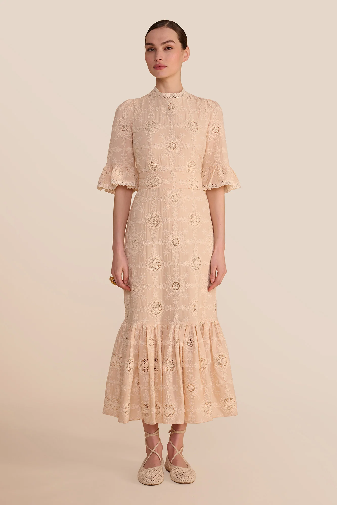 Aster Mocha Embroidered Dress - Image 4