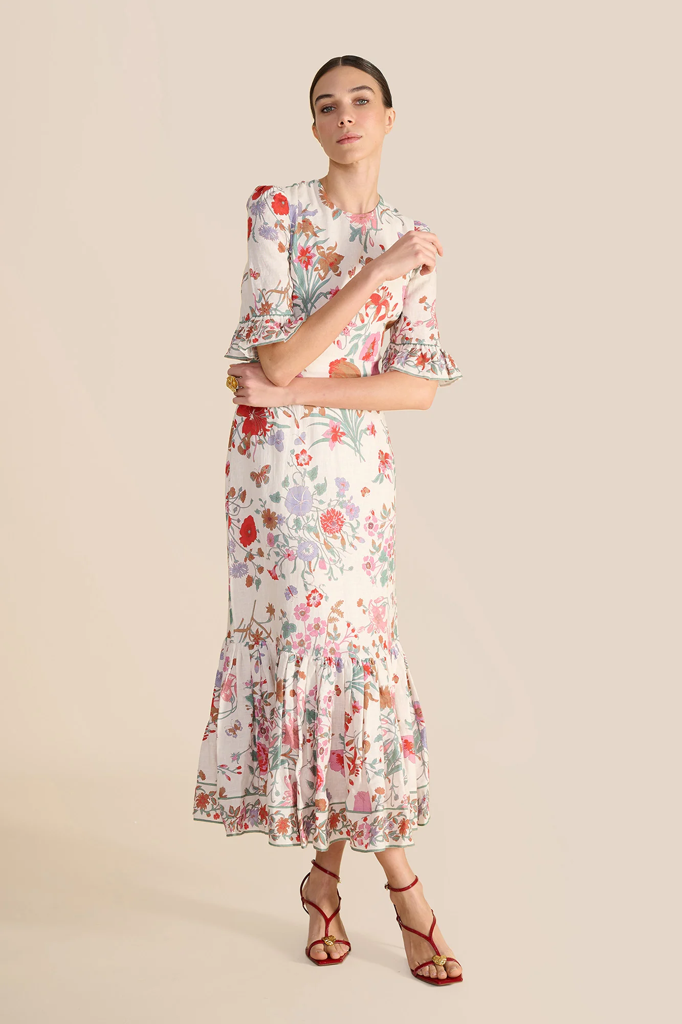 Aster White Floral Bouquet Dress