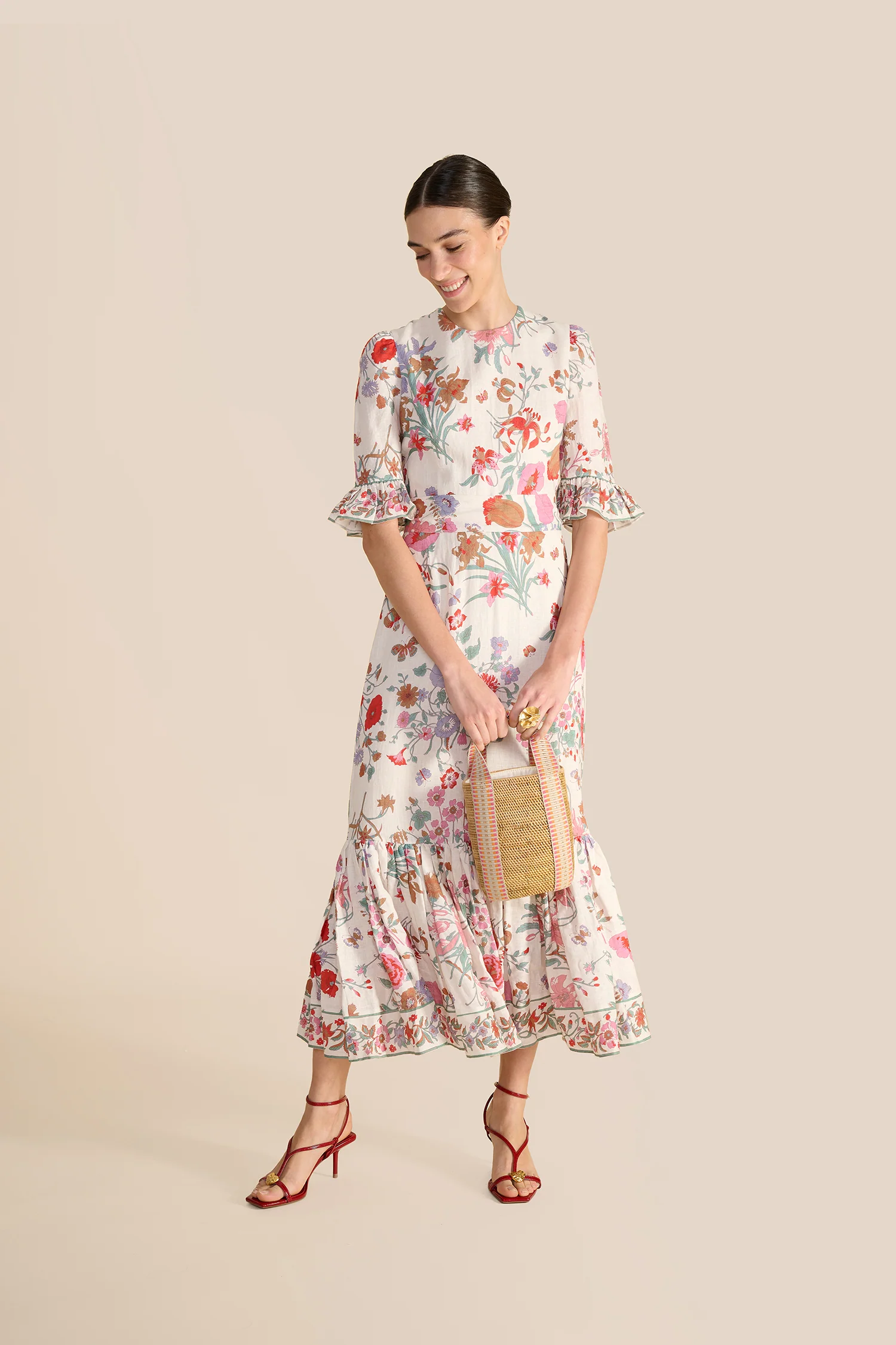 Aster White Floral Bouquet Dress - Image 4