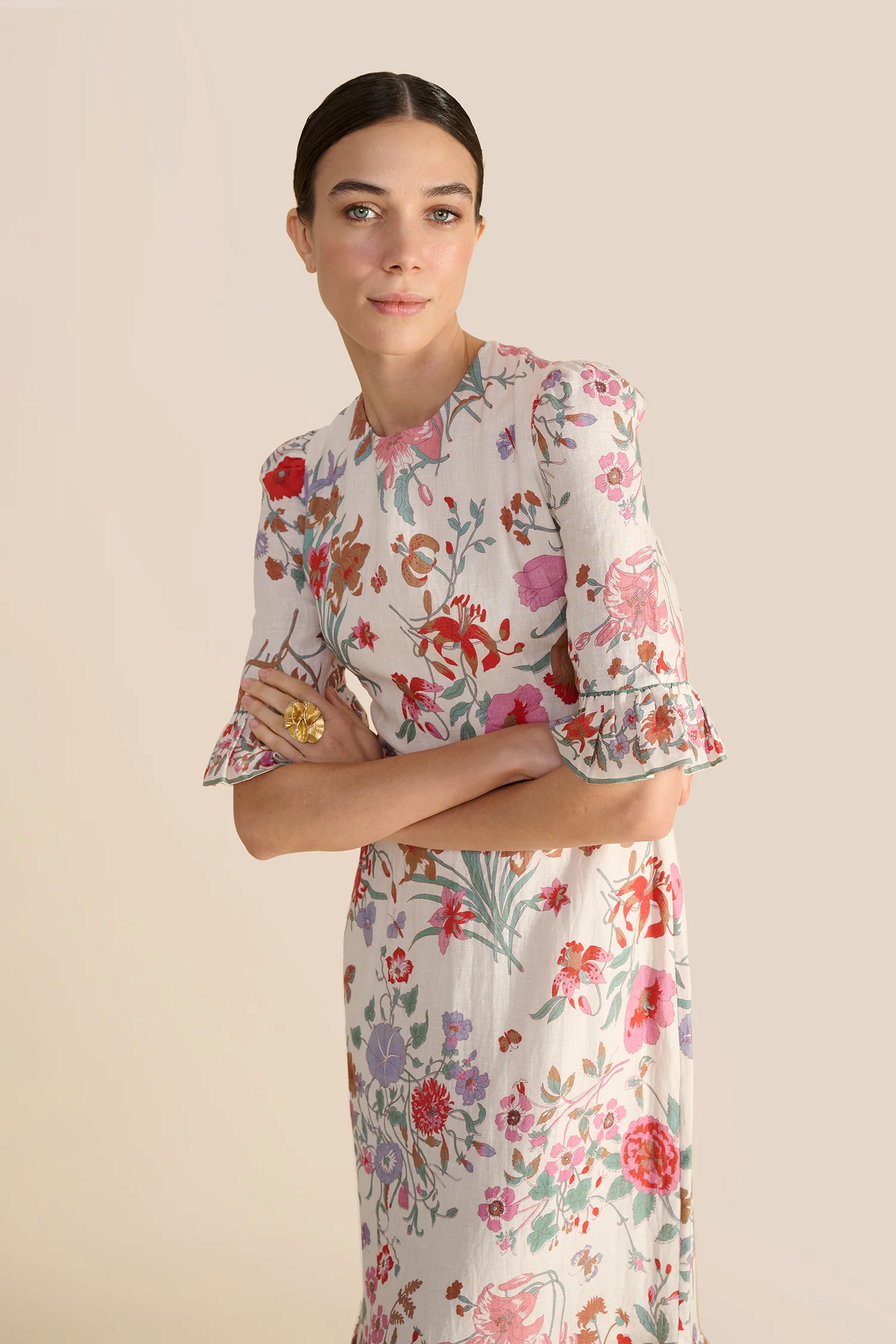 Aster White Floral Bouquet Dress - Image 6