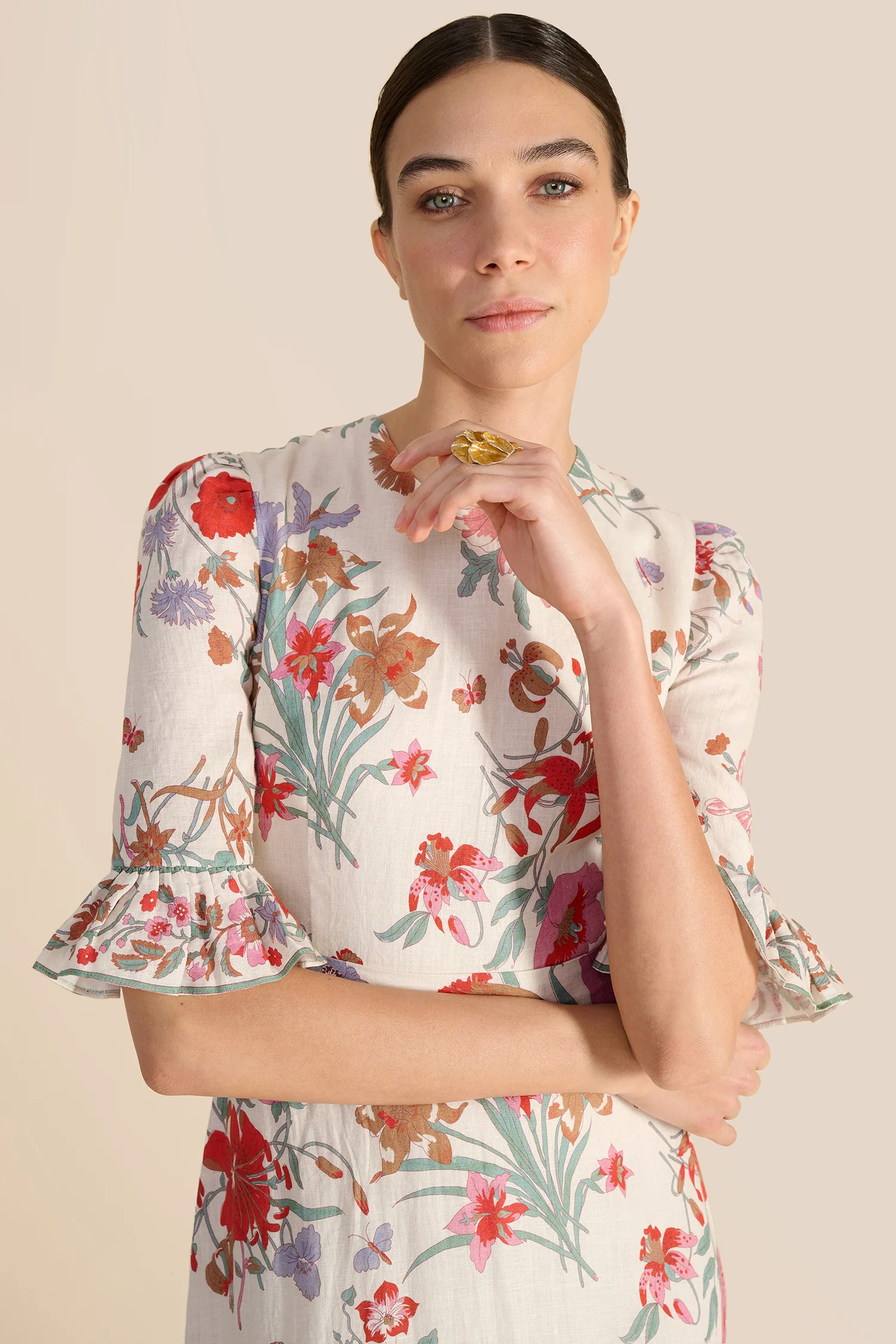 Aster White Floral Bouquet Dress - Image 9