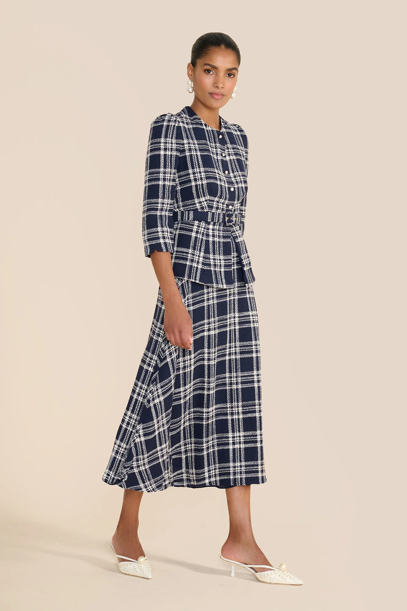 Bethany Navy & White Check Blouse - Image 3