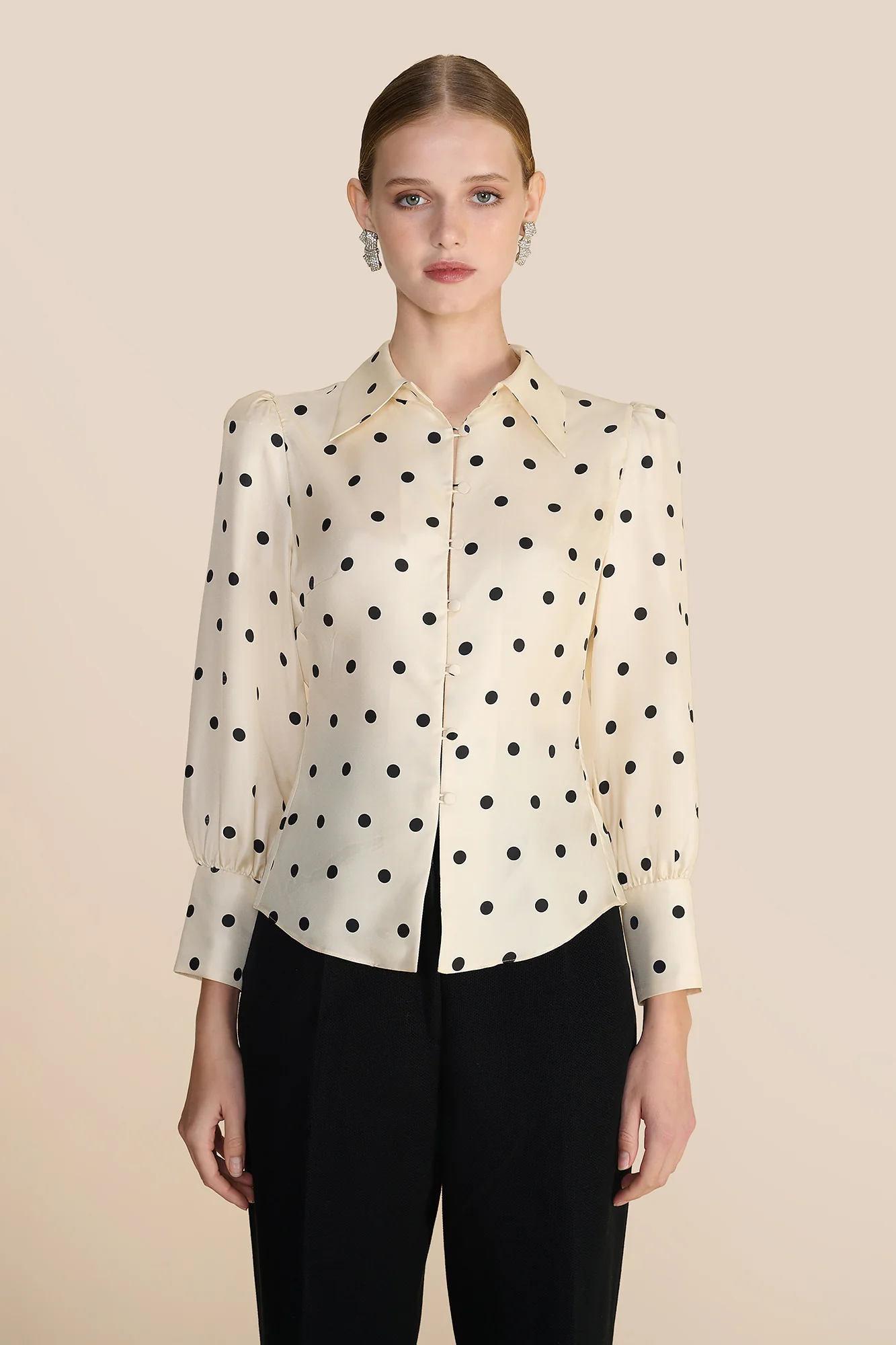 Cecily Cream Polka Spot Blouse - Image 5
