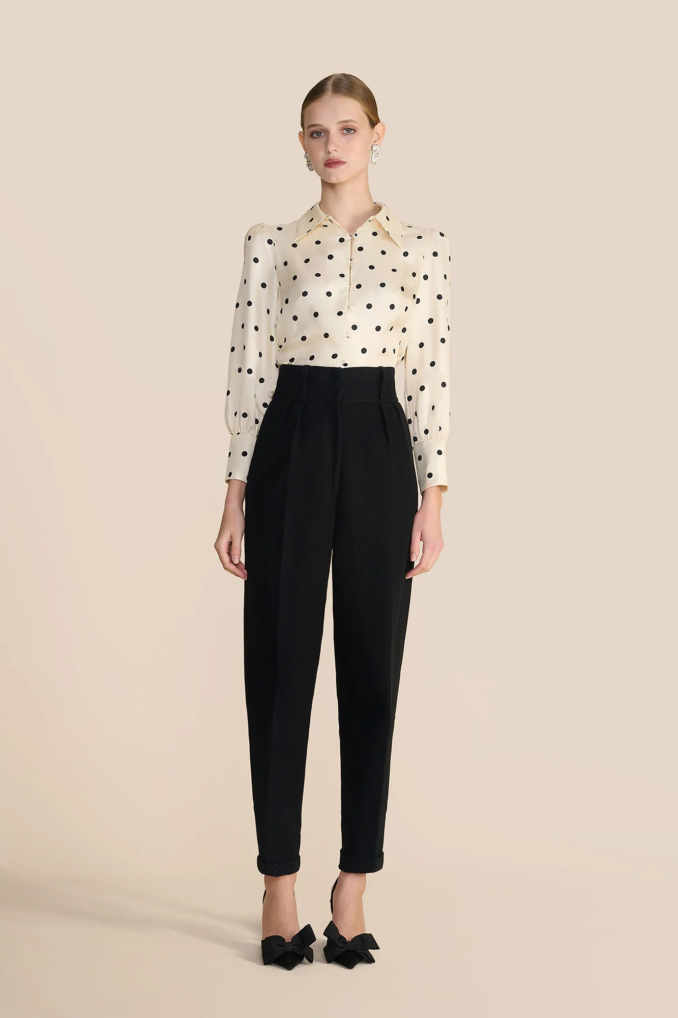 Cecily Cream Polka Spot Blouse - Image 6