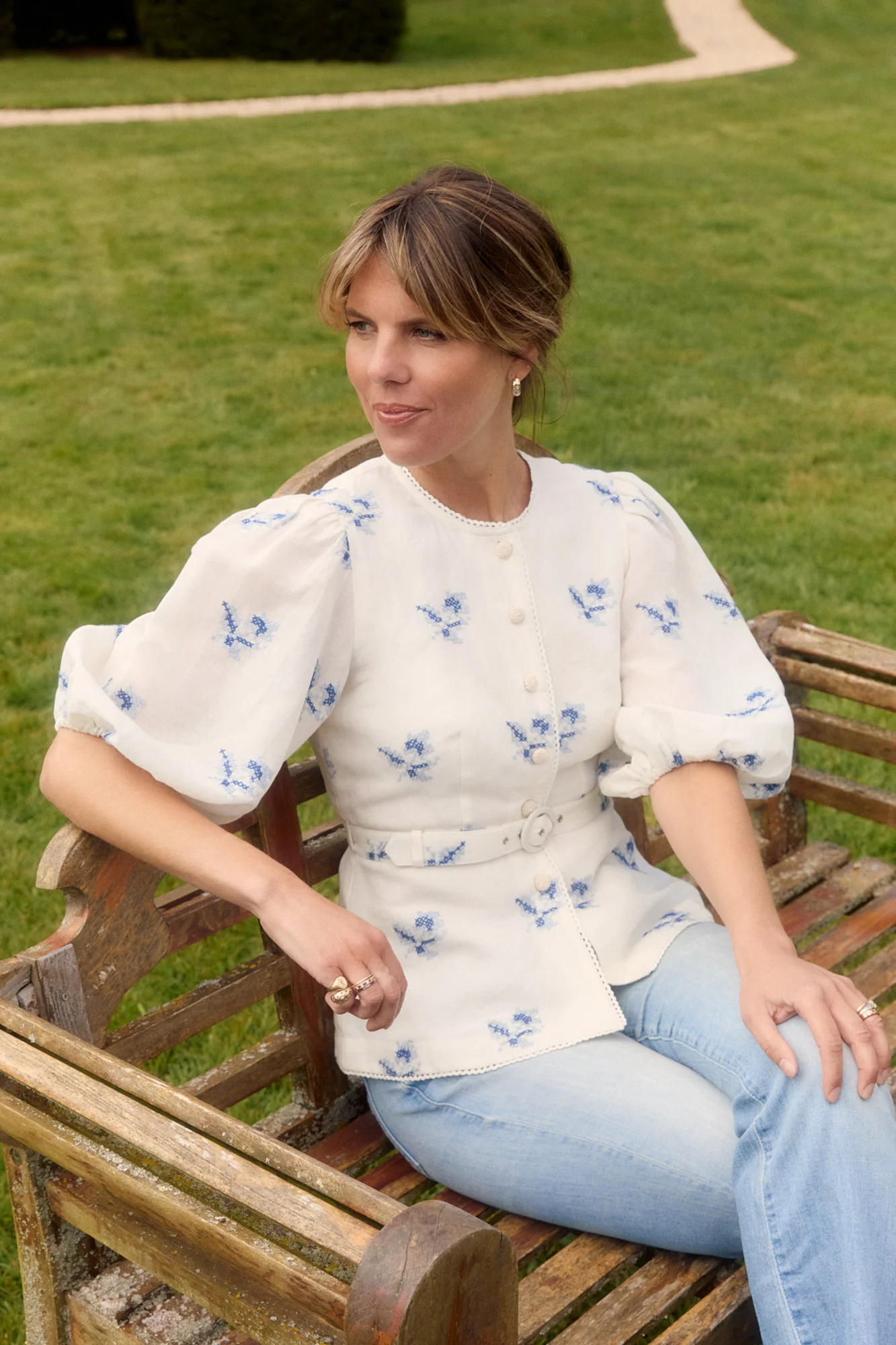 Gabriella White Hatch Rose Blouse - Image 4