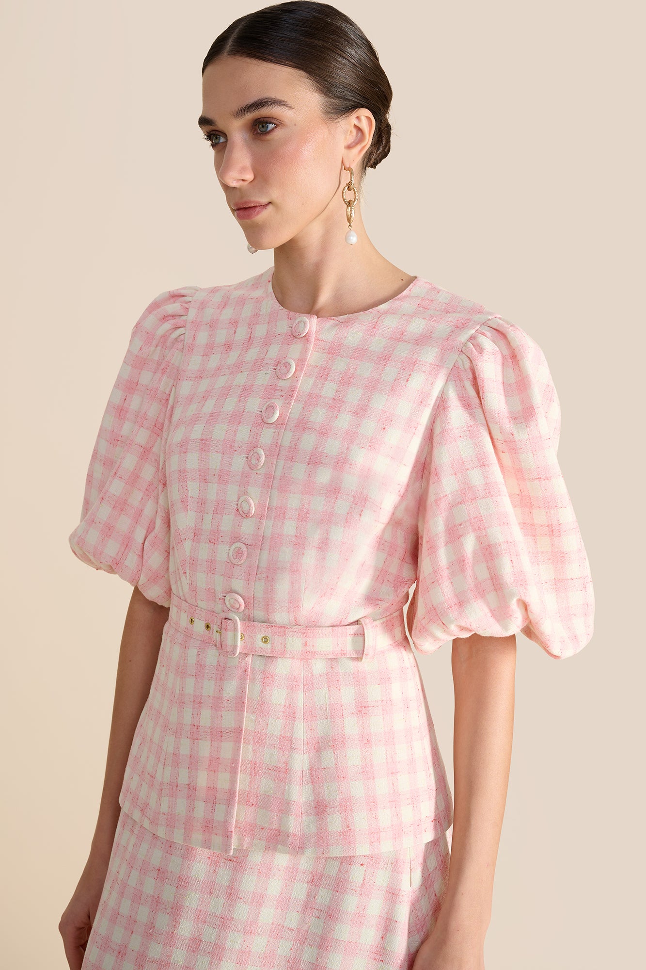 Gabriella Pink & White Tweed Blouse - Image 12