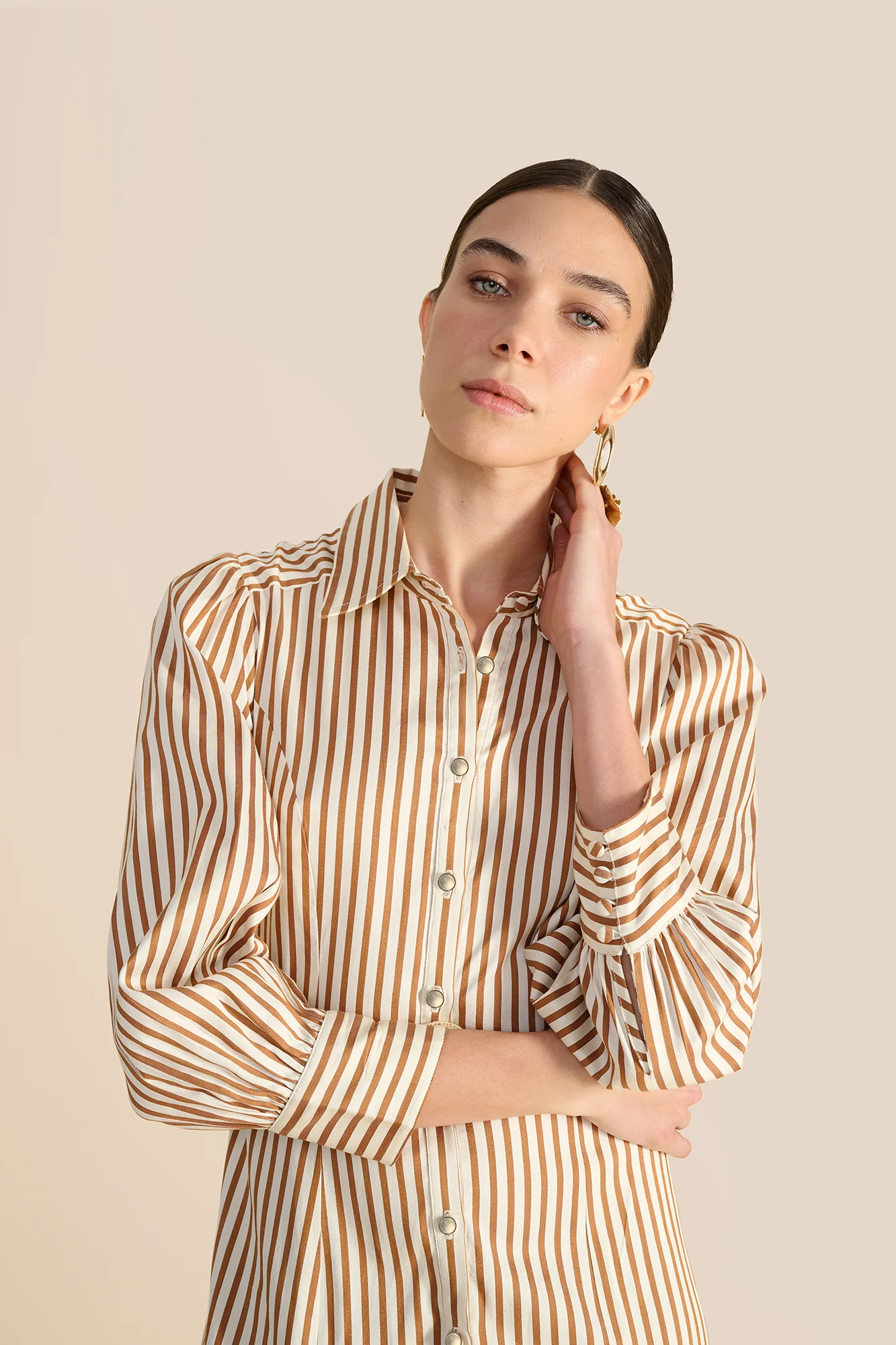 Helena Toffee Stripe Dress - Image 11