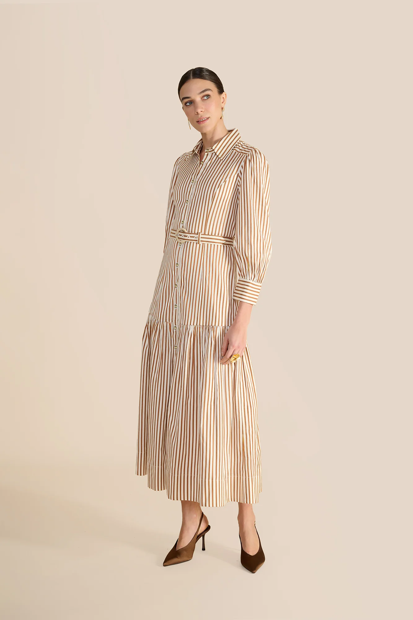 Helena Toffee Stripe Dress - Image 12