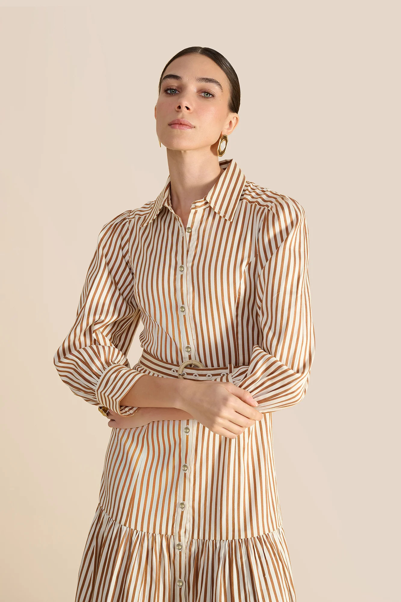 Helena Toffee Stripe Dress - Image 13
