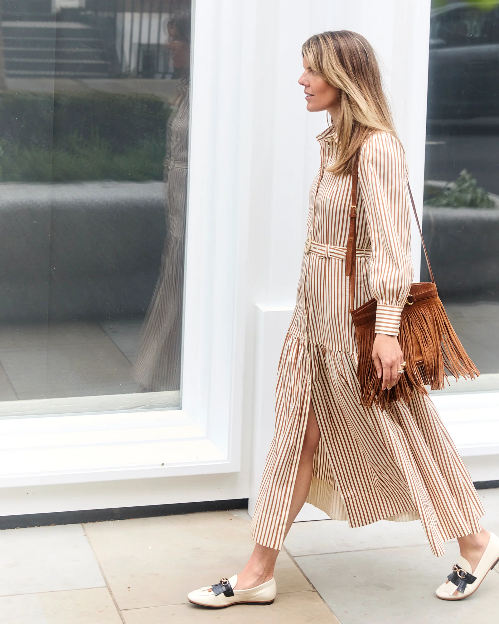 Helena Toffee Stripe Dress - Image 4