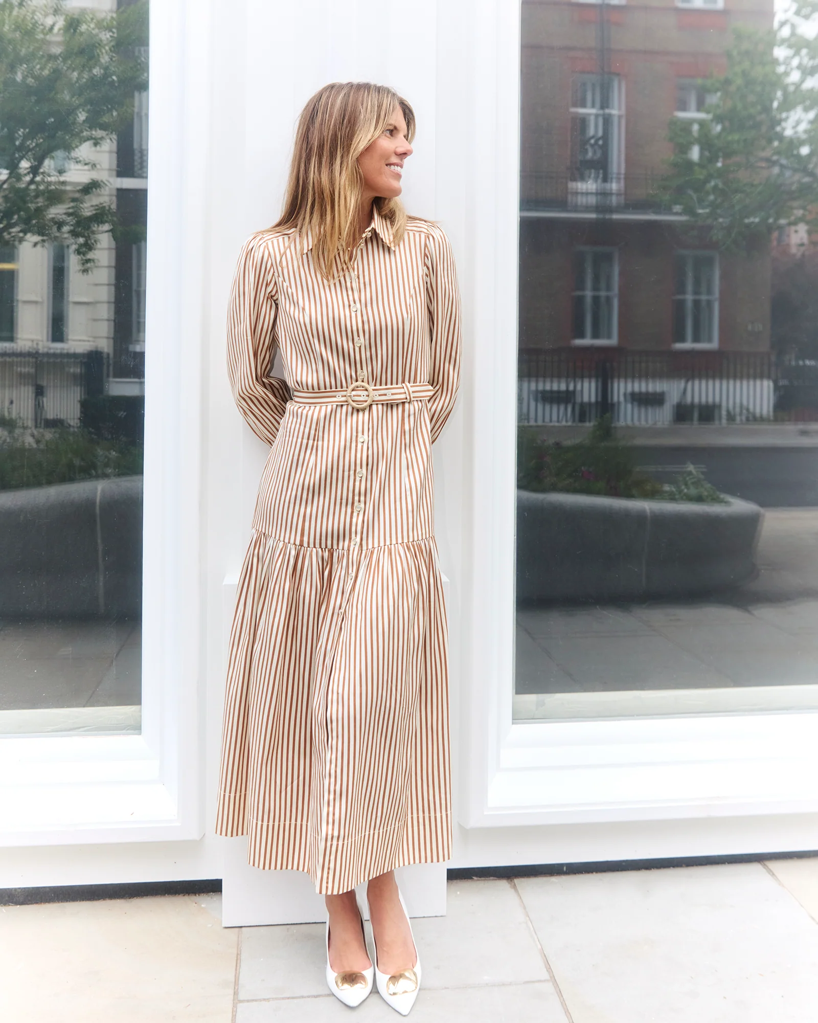 Helena Toffee Stripe Dress - Image 6