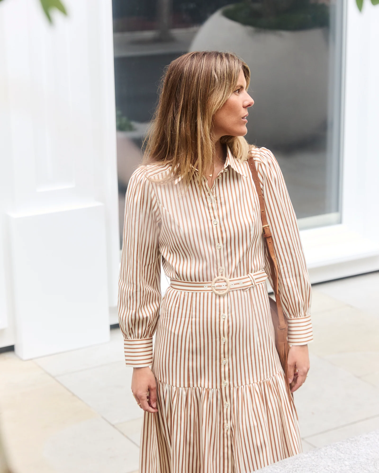 Helena Toffee Stripe Dress - Image 7