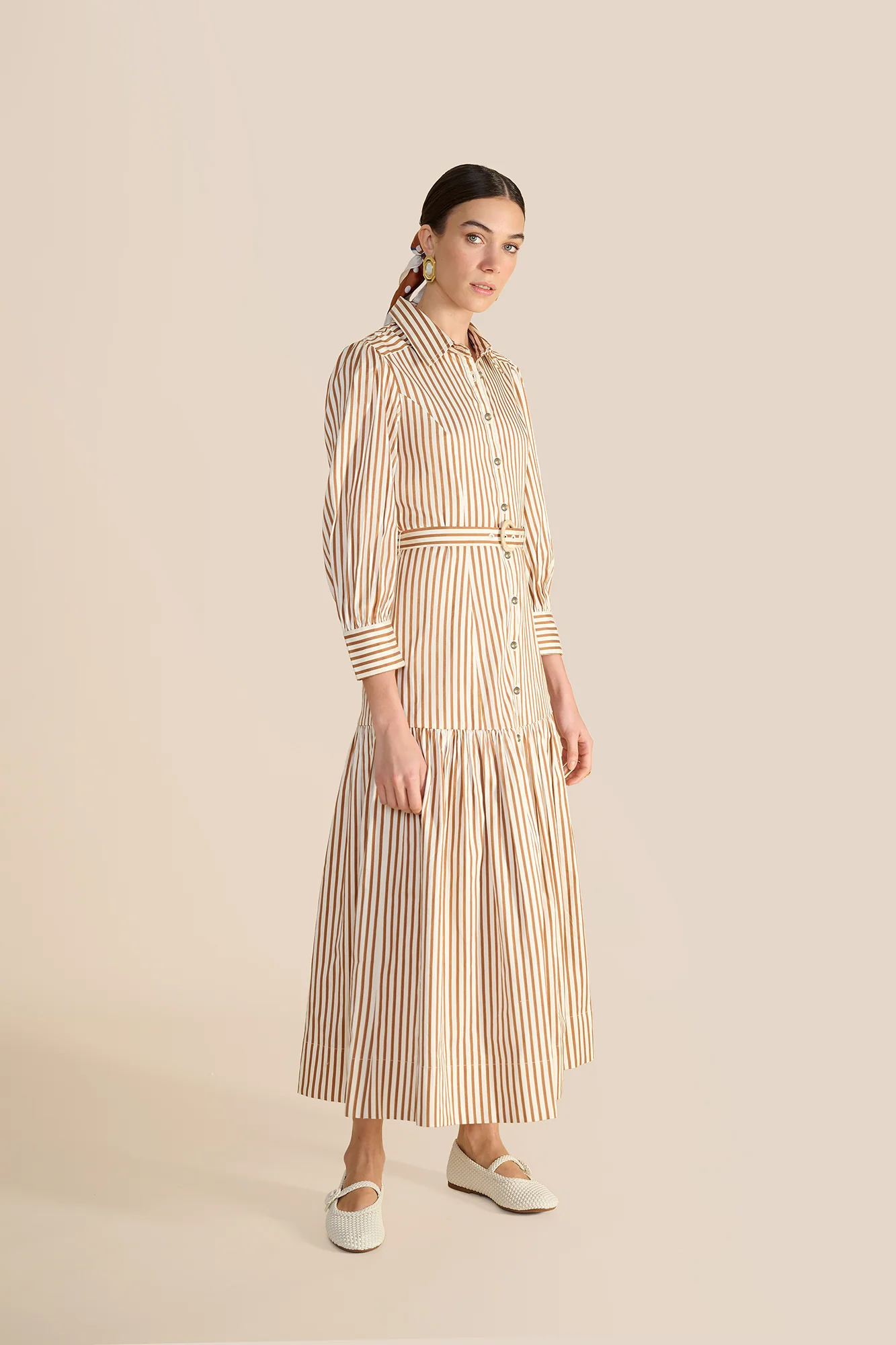 Helena Toffee Stripe Dress - Image 9