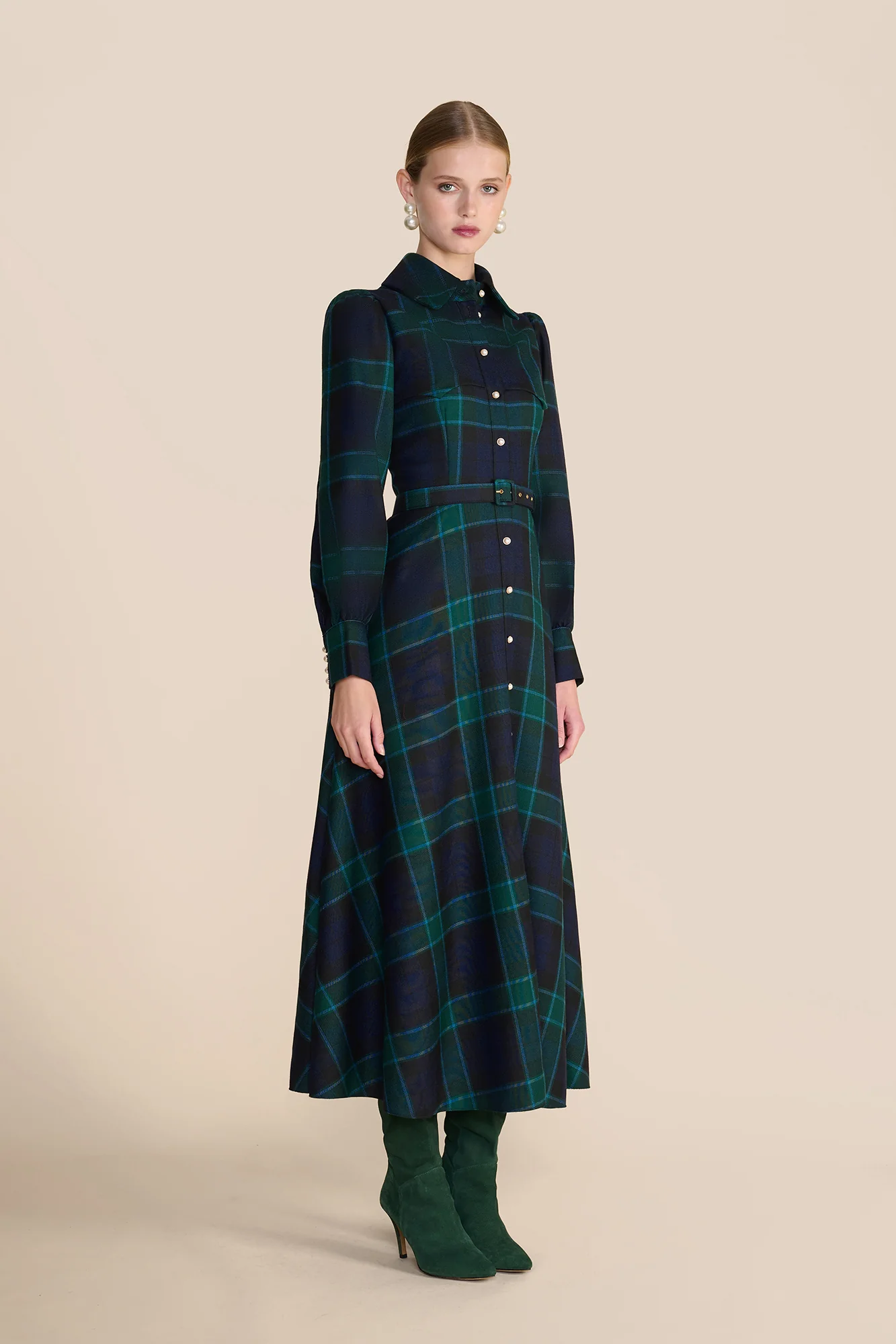Isadora Evergreen Tartan Dress - Image 3