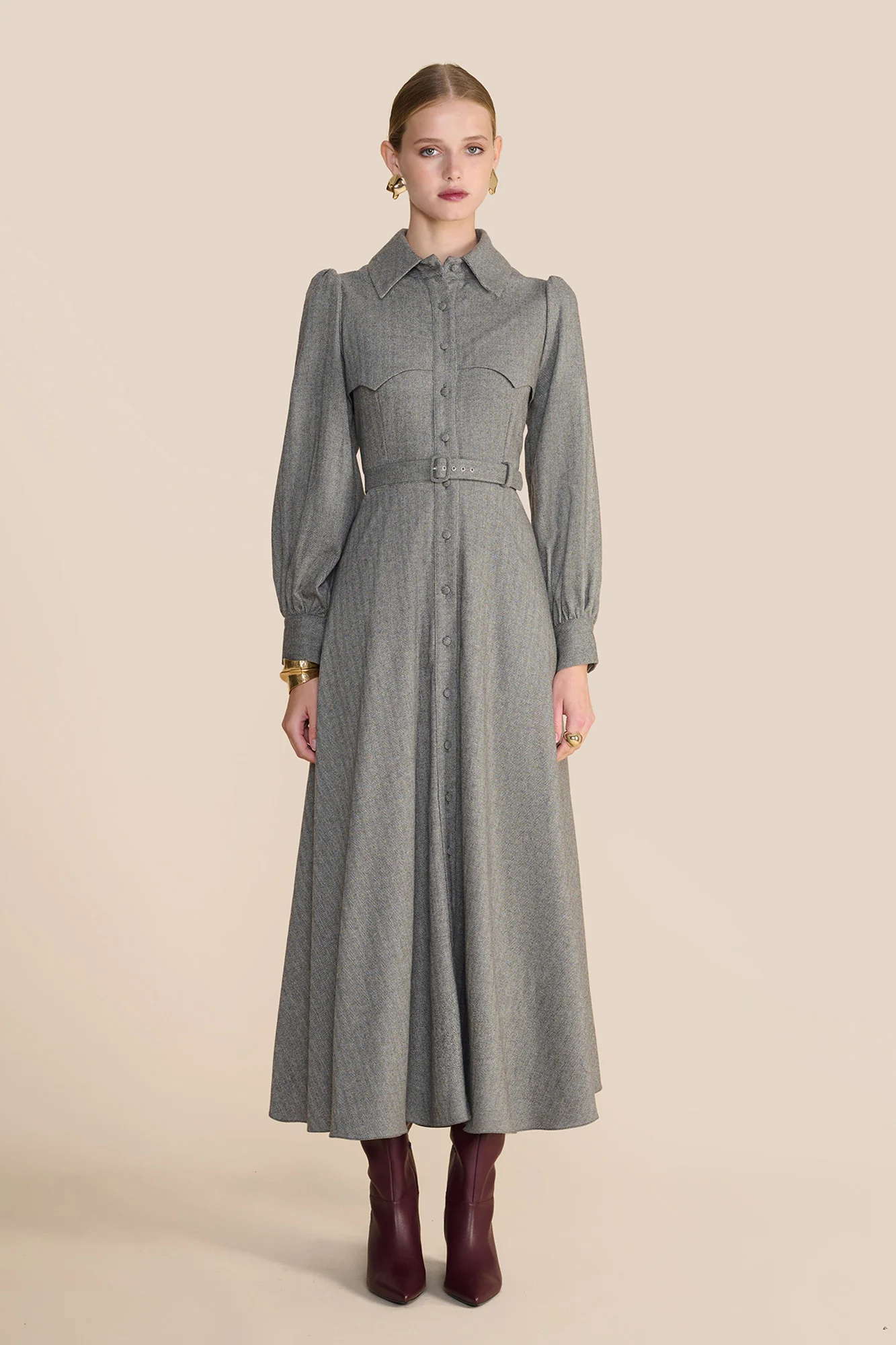 Isadora Grey Herringbone Dress