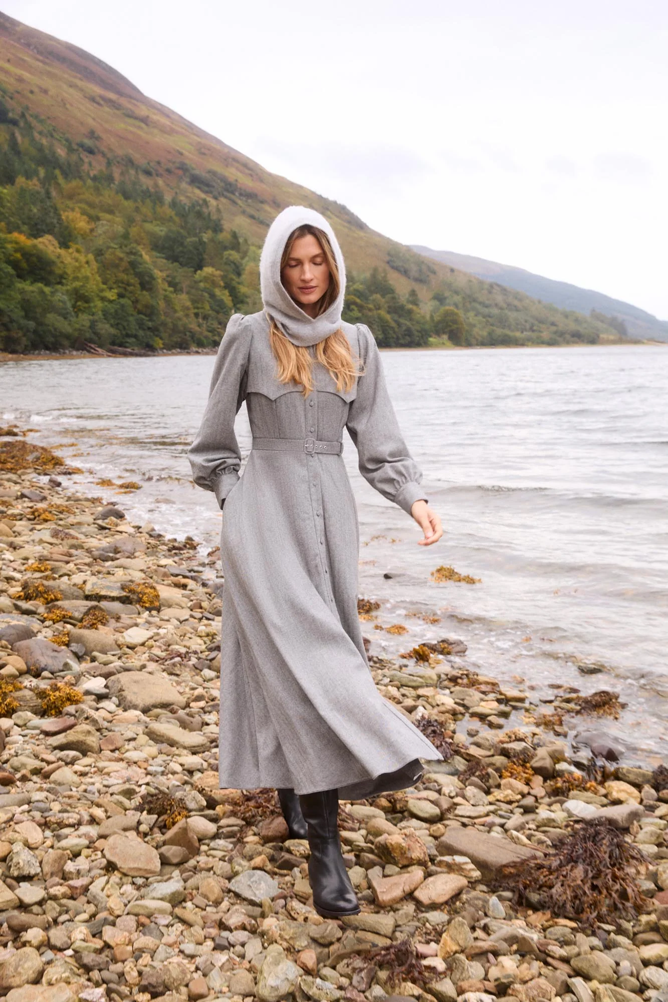 Isadora Grey Herringbone Dress - Image 3