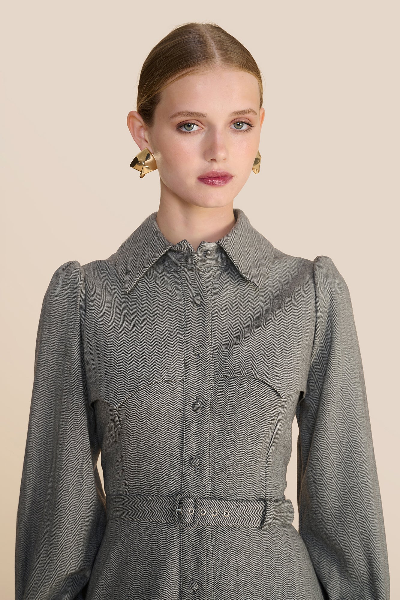 Isadora Grey Herringbone Dress - Image 5