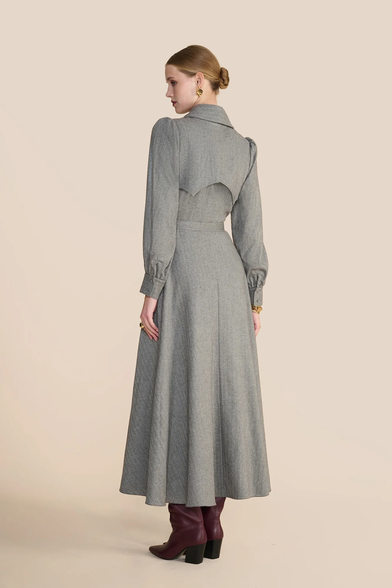 Isadora Grey Herringbone Dress - Image 6