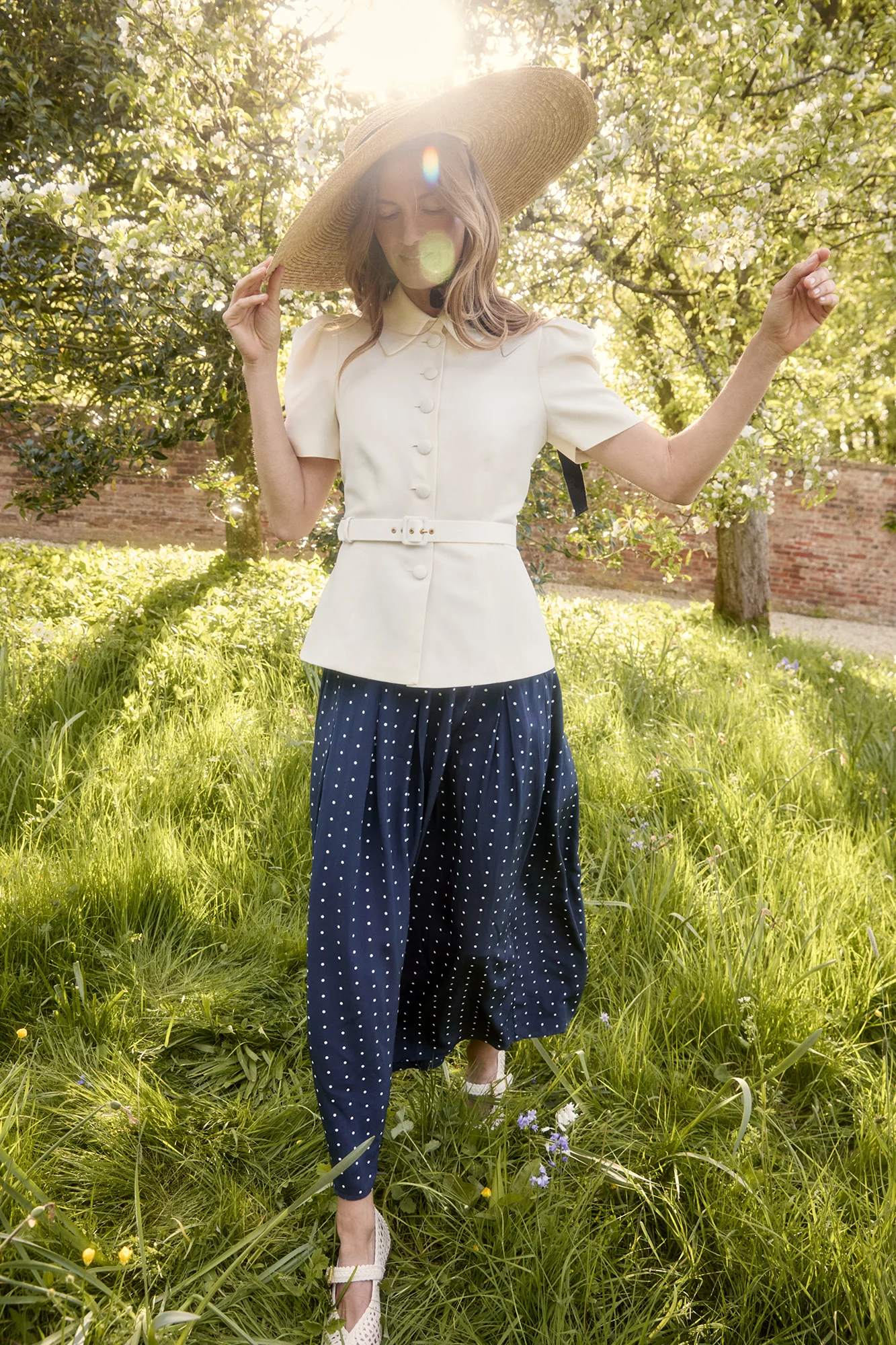 Marnie Navy Polka Dot Skirt - Image 2