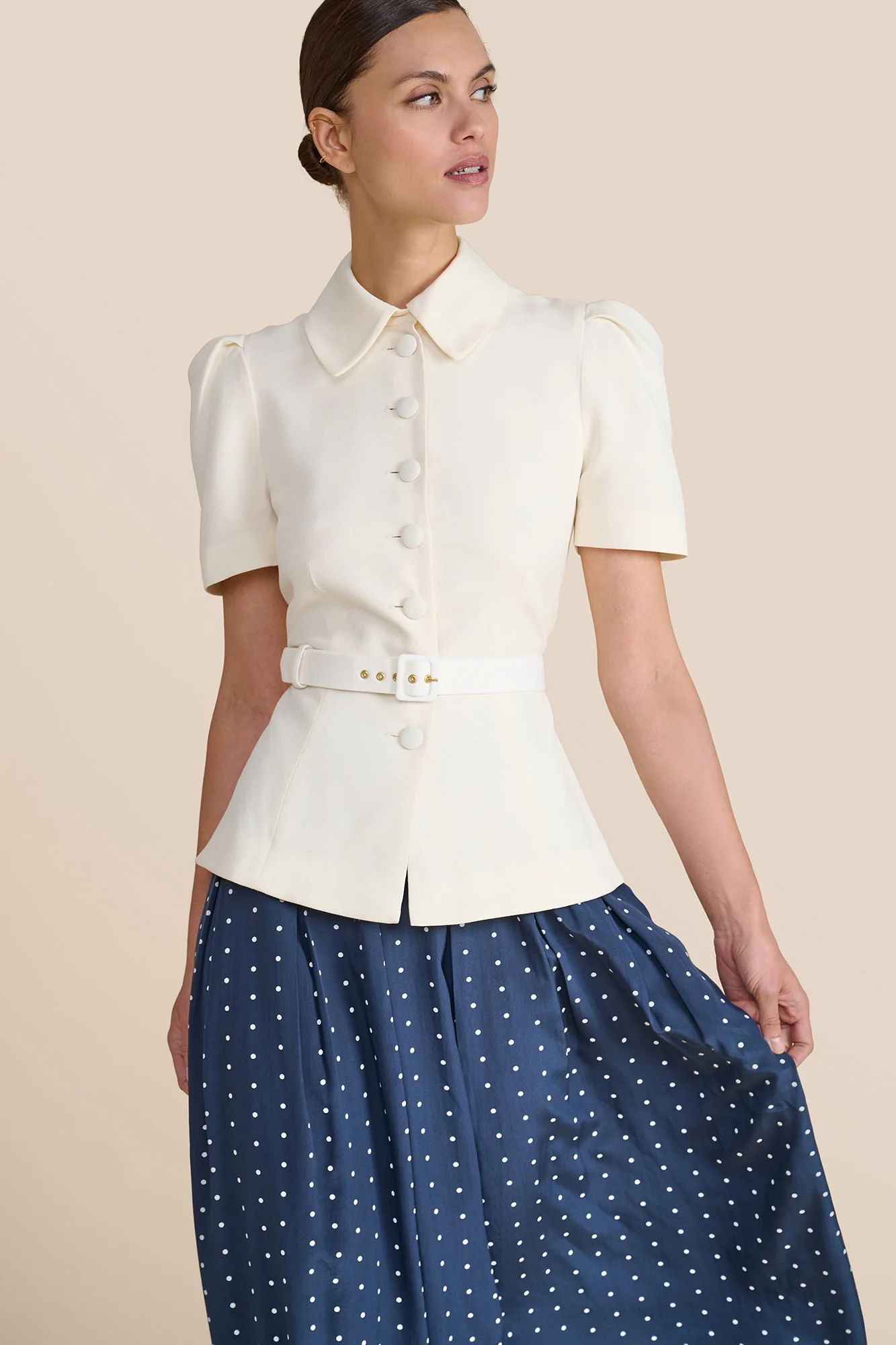 Marnie Navy Polka Dot Skirt - Image 4