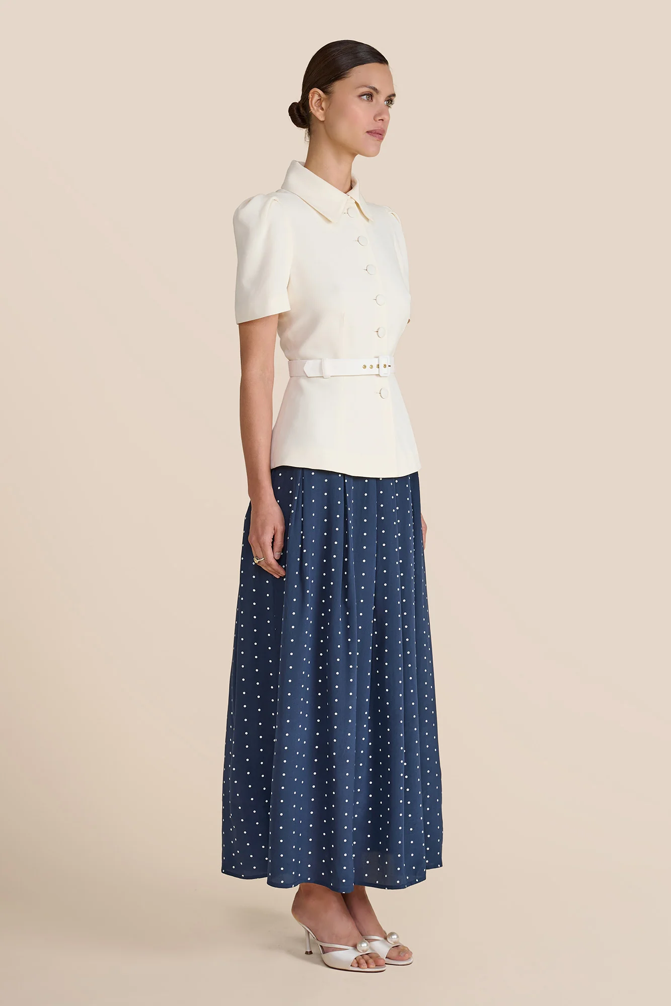 Marnie Navy Polka Dot Skirt - Image 5
