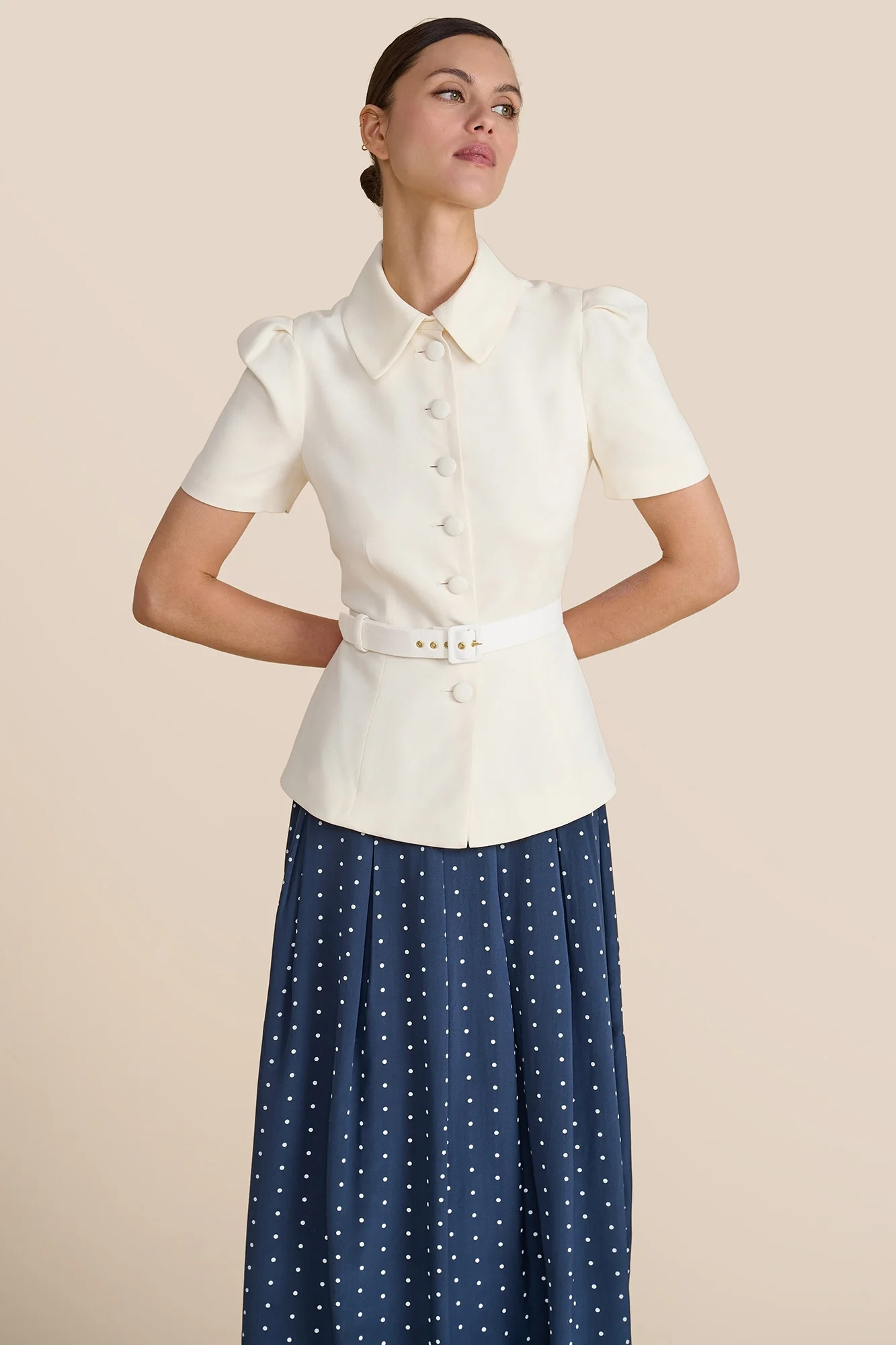 Marnie Navy Polka Dot Skirt - Image 6